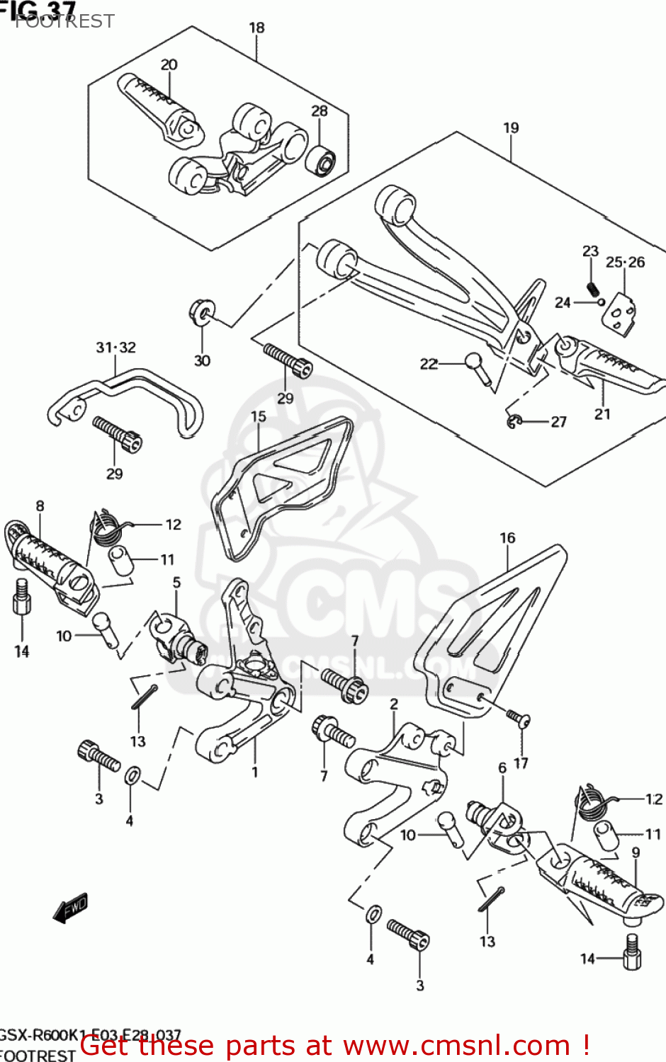 FOOTREST GSXR600 2001 (K1) USA (E03)