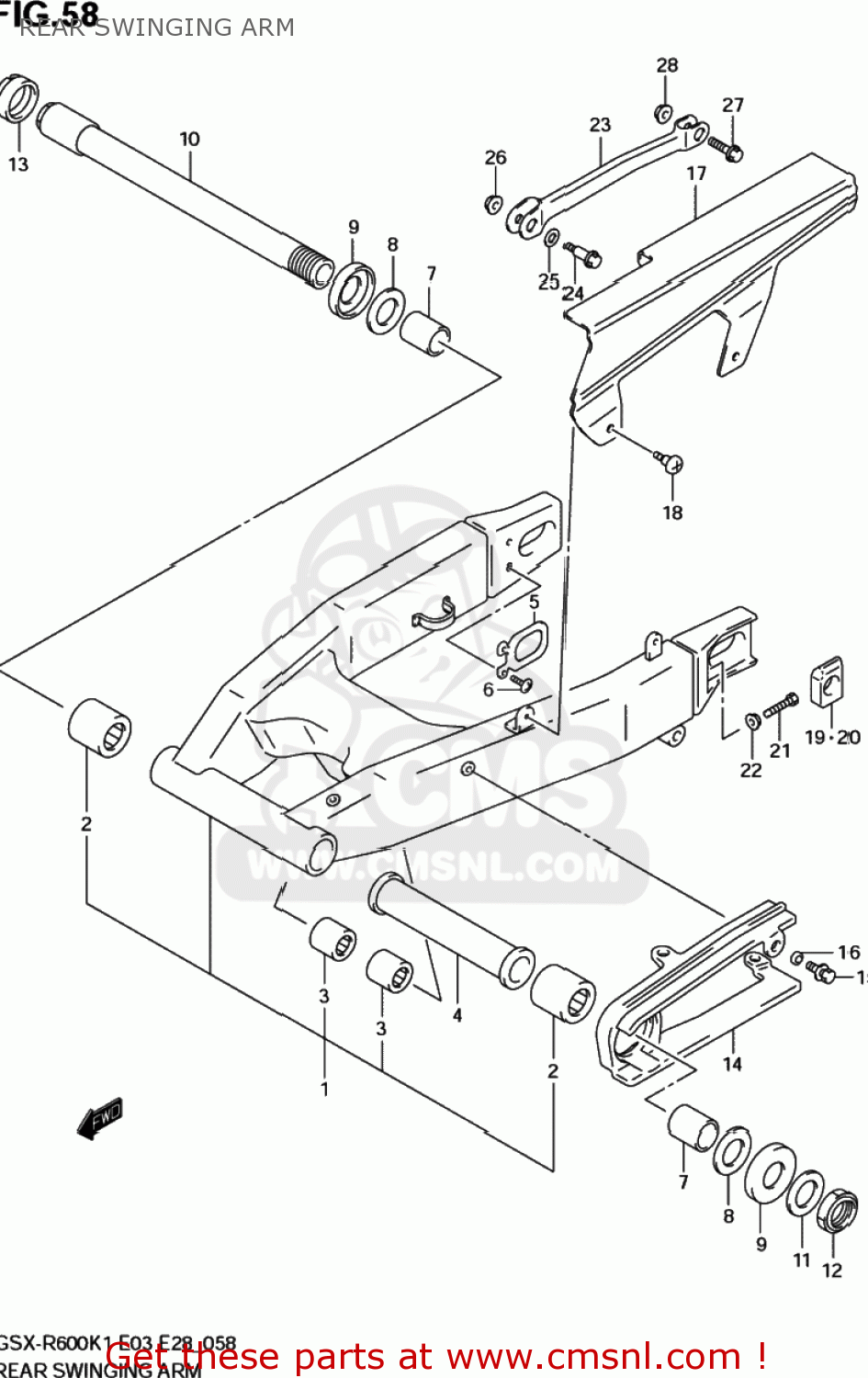 REAR SWINGING ARM GSXR600 2001 (K1) USA (E03)