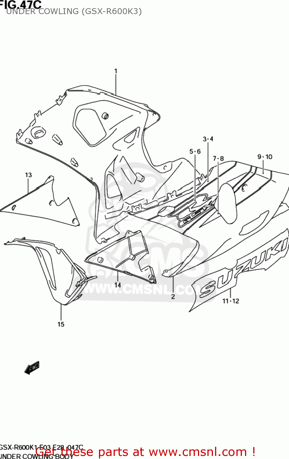 UNDER COWLING (GSX-R600K3) GSXR600 2001 (K1) USA (E03)