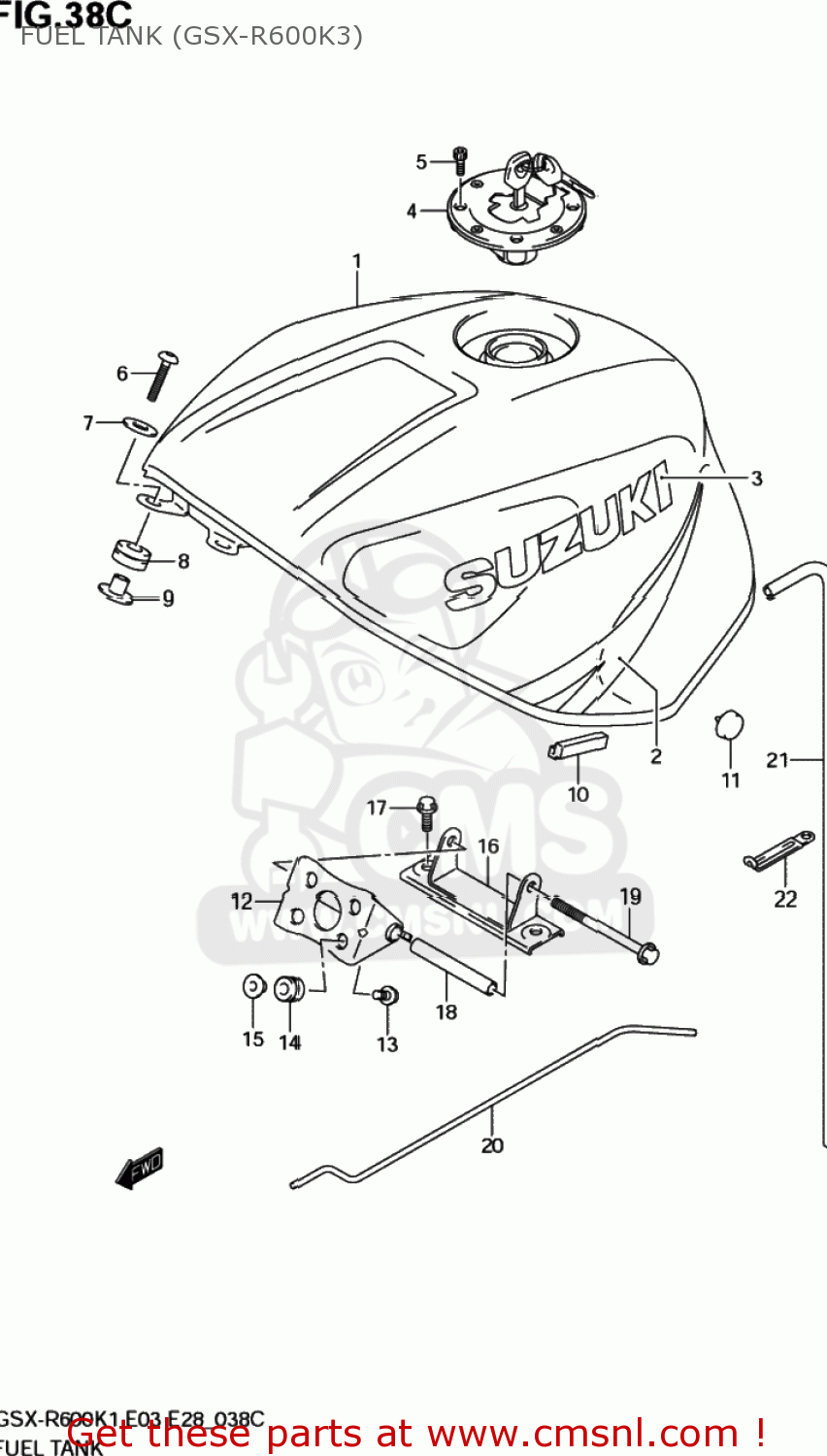 FUEL TANK (GSX-R600K3) GSXR600 2002 (K2) USA (E03)