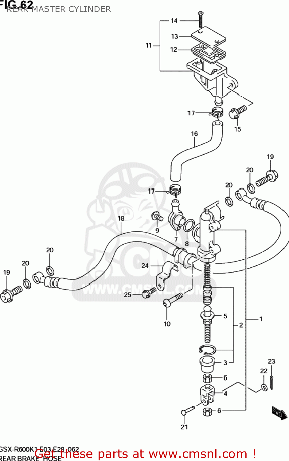 REAR MASTER CYLINDER GSXR600 2002 (K2) USA (E03)