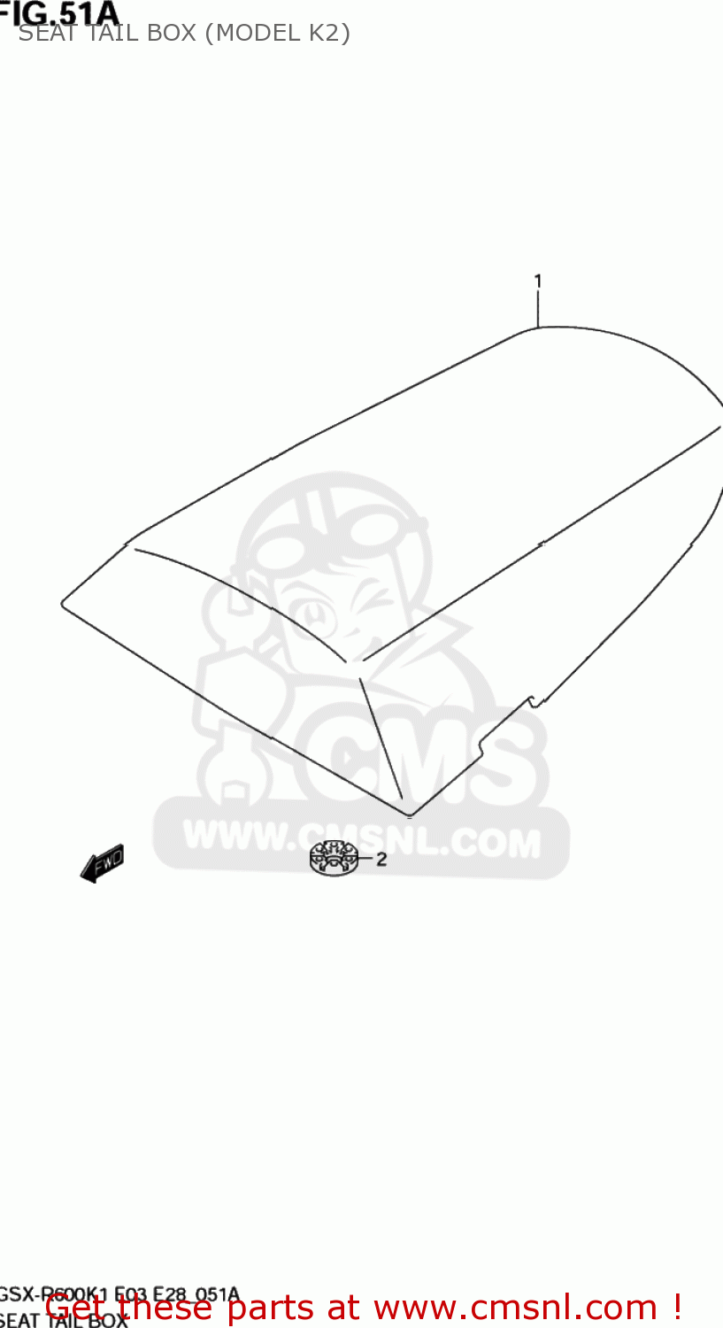 SEAT TAIL BOX (MODEL K2) GSXR600 2002 (K2) USA (E03)