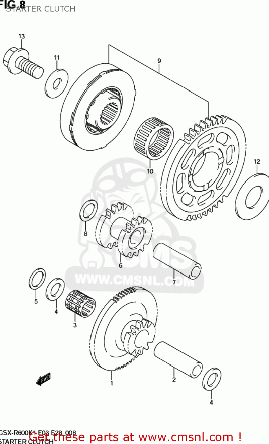 STARTER CLUTCH GSXR600 2002 (K2) USA (E03)