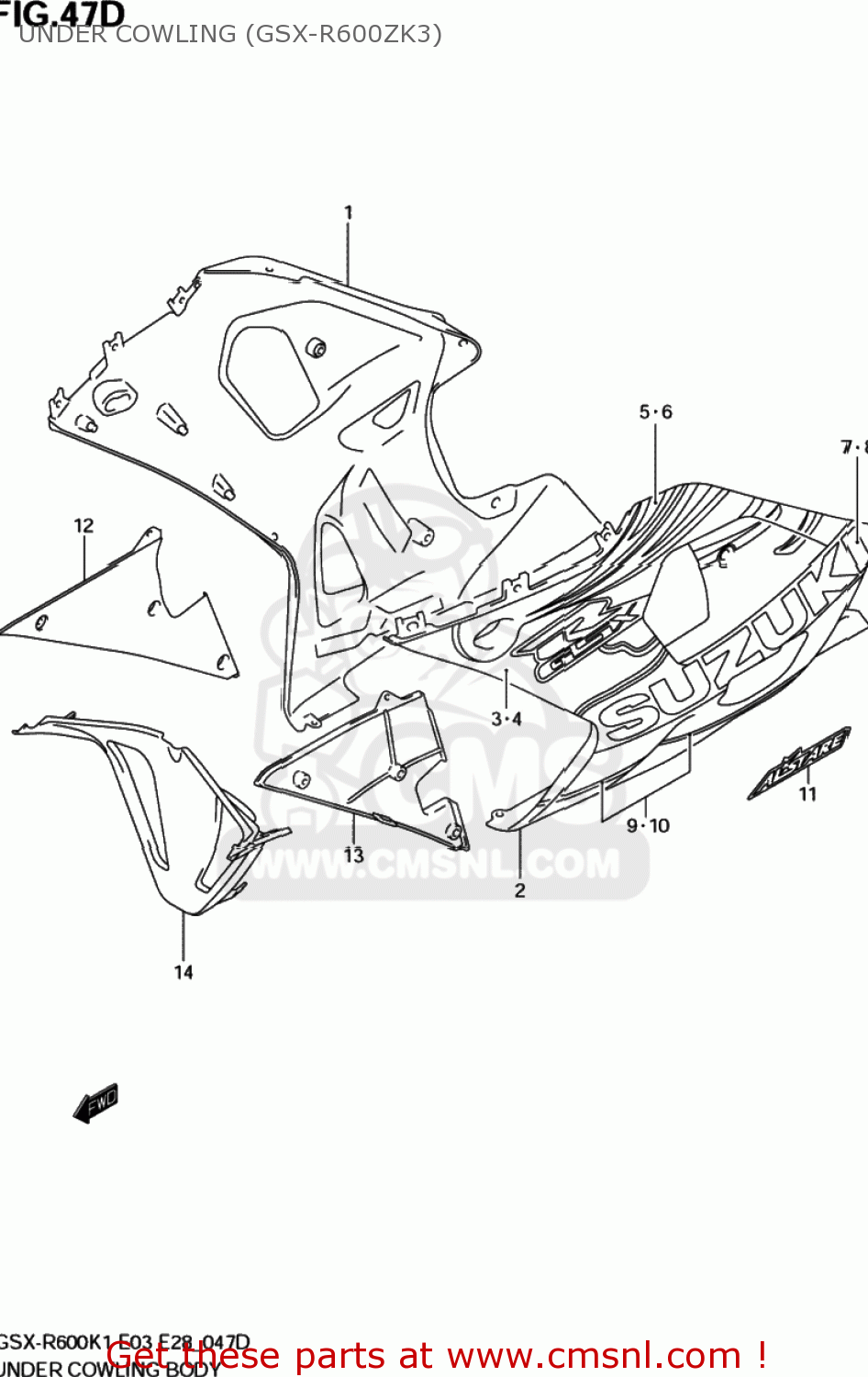 UNDER COWLING (GSX-R600ZK3) GSXR600 2002 (K2) USA (E03)