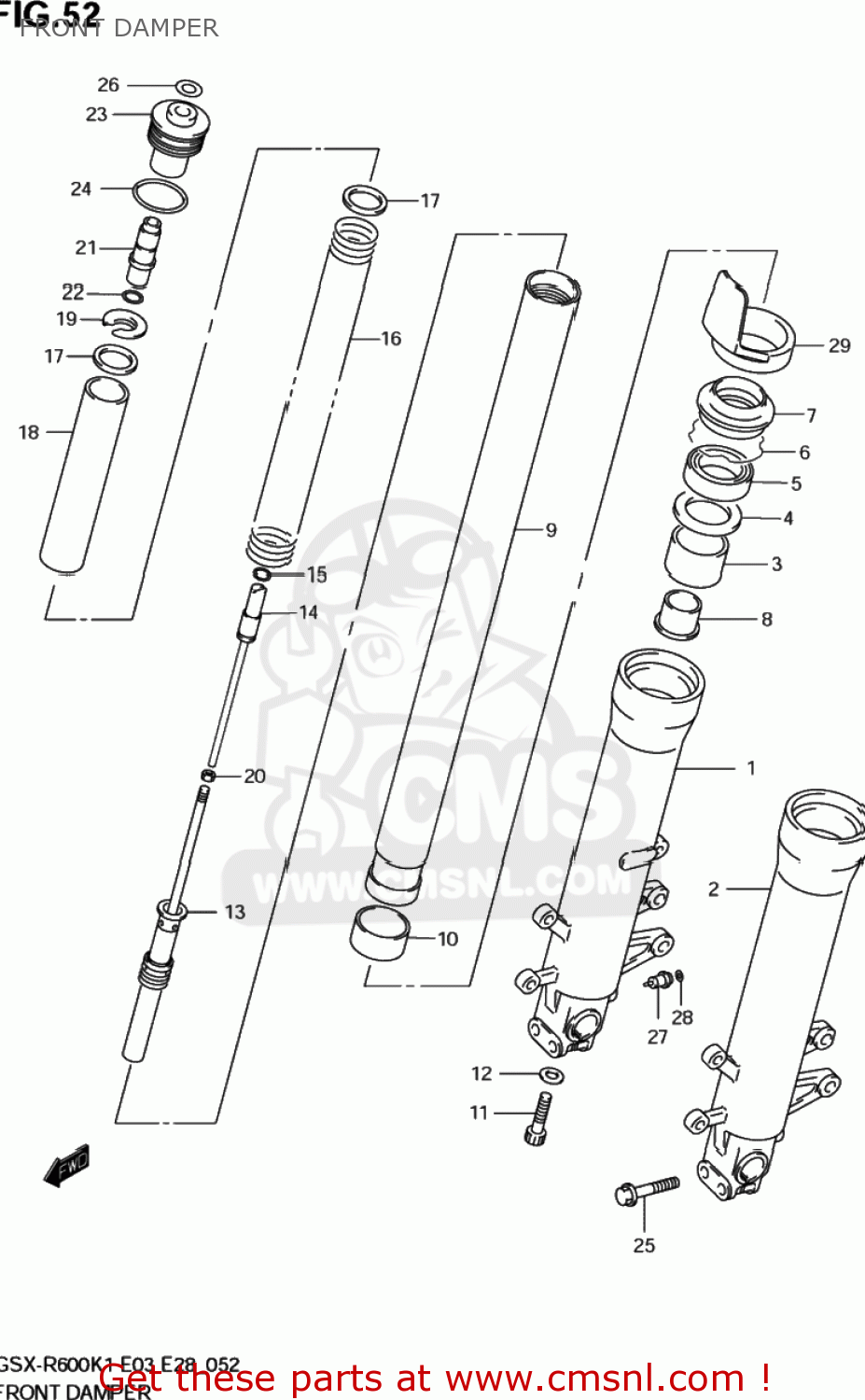 FRONT DAMPER GSXR600 2003 (K3) USA (E03)