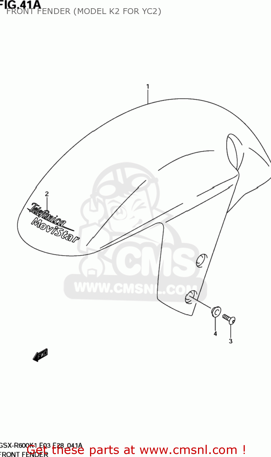 FRONT FENDER (MODEL K2 FOR YC2) GSXR600 2003 (K3) USA (E03)