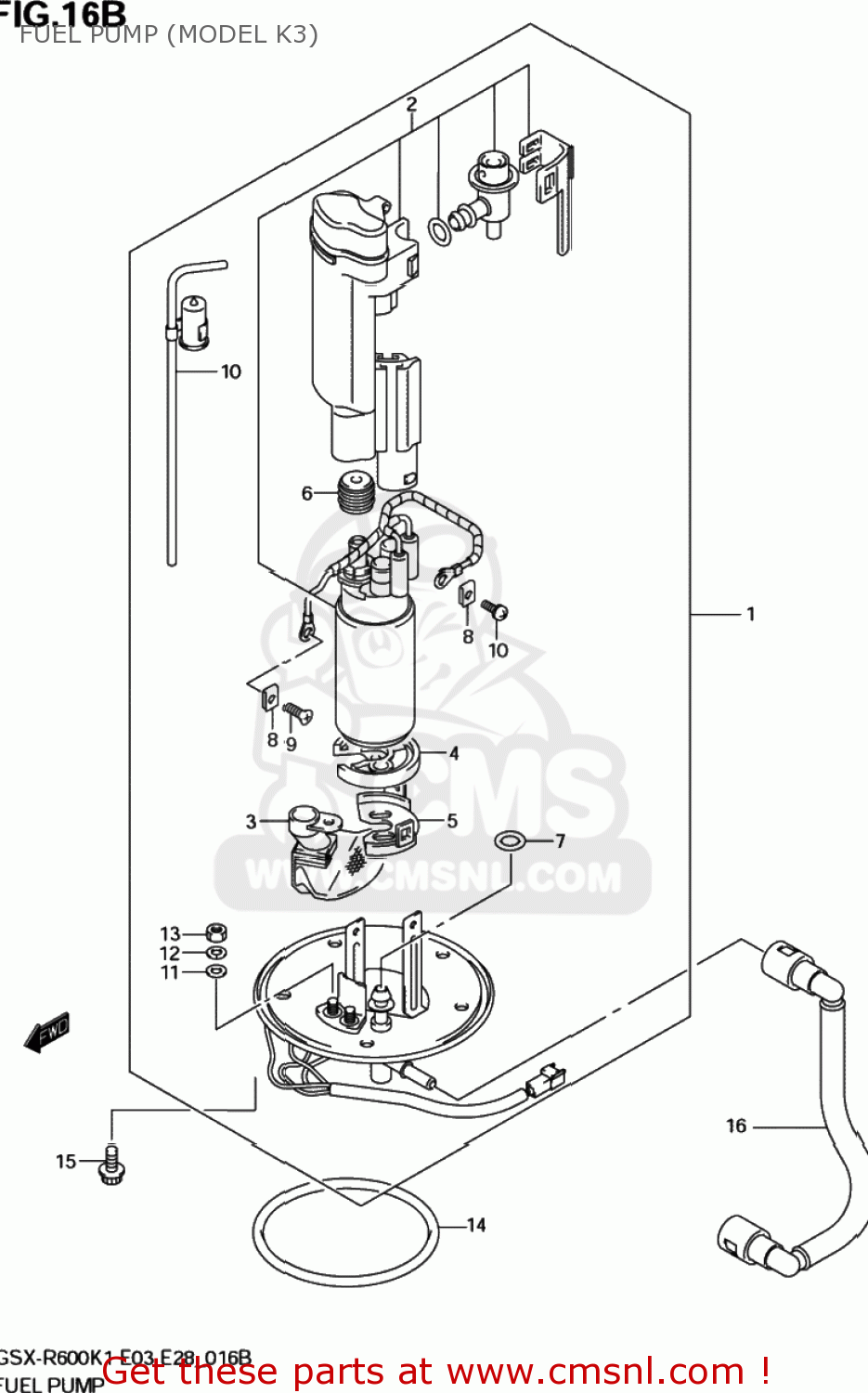 FUEL PUMP (MODEL K3) GSXR600 2003 (K3) USA (E03)