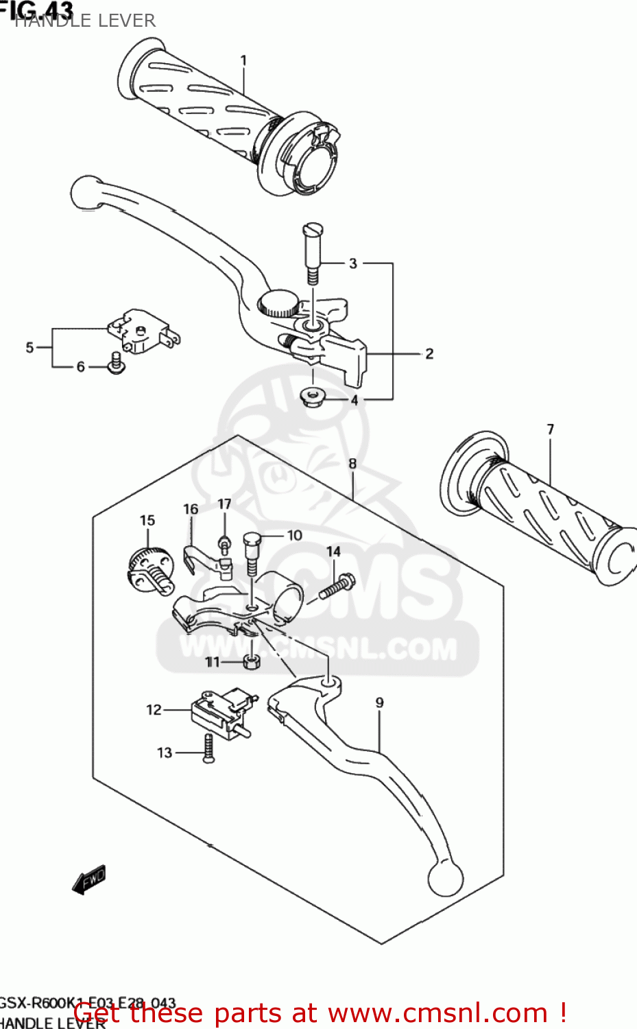 HANDLE LEVER GSXR600 2003 (K3) USA (E03)
