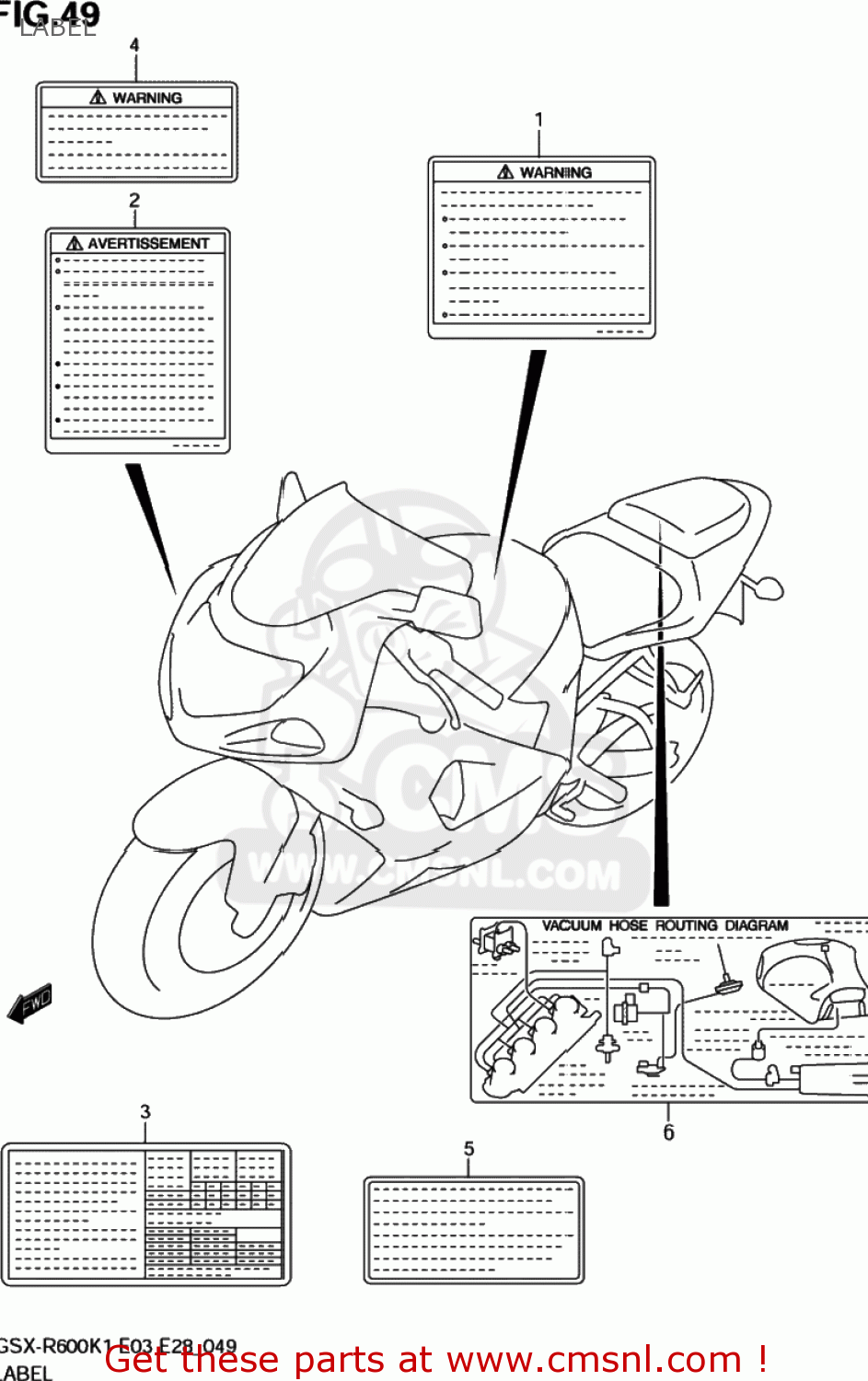 LABEL GSXR600 2003 (K3) USA (E03)