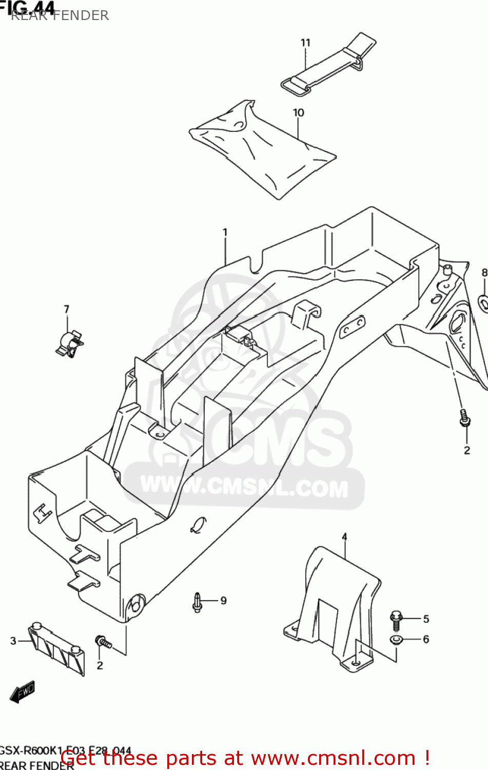 REAR FENDER GSXR600 2003 (K3) USA (E03)
