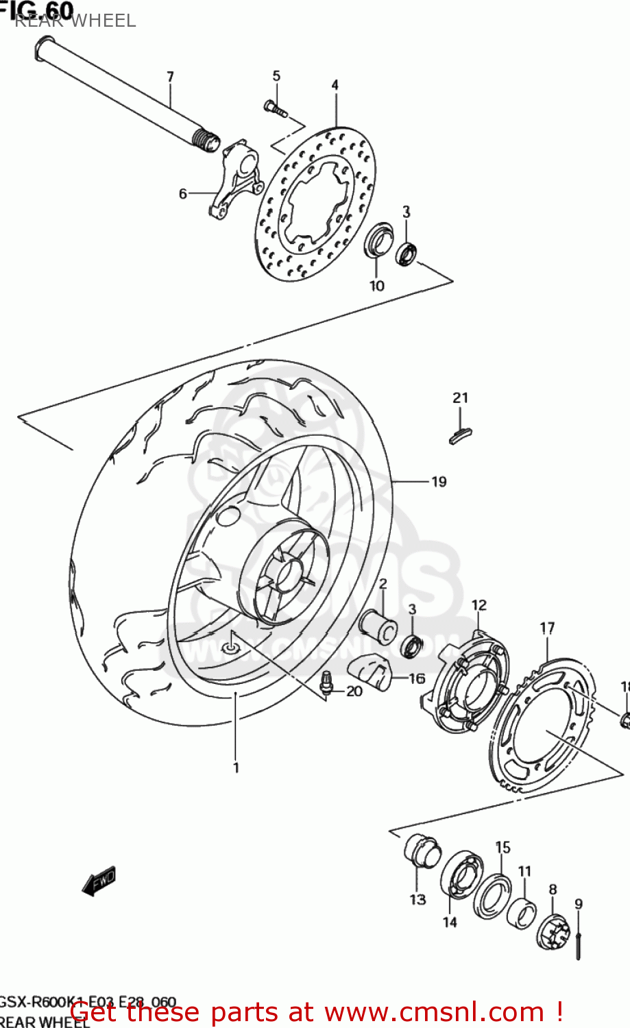 REAR WHEEL GSXR600 2003 (K3) USA (E03)