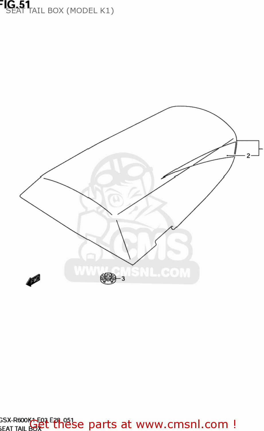 SEAT TAIL BOX (MODEL K1) GSXR600 2003 (K3) USA (E03)