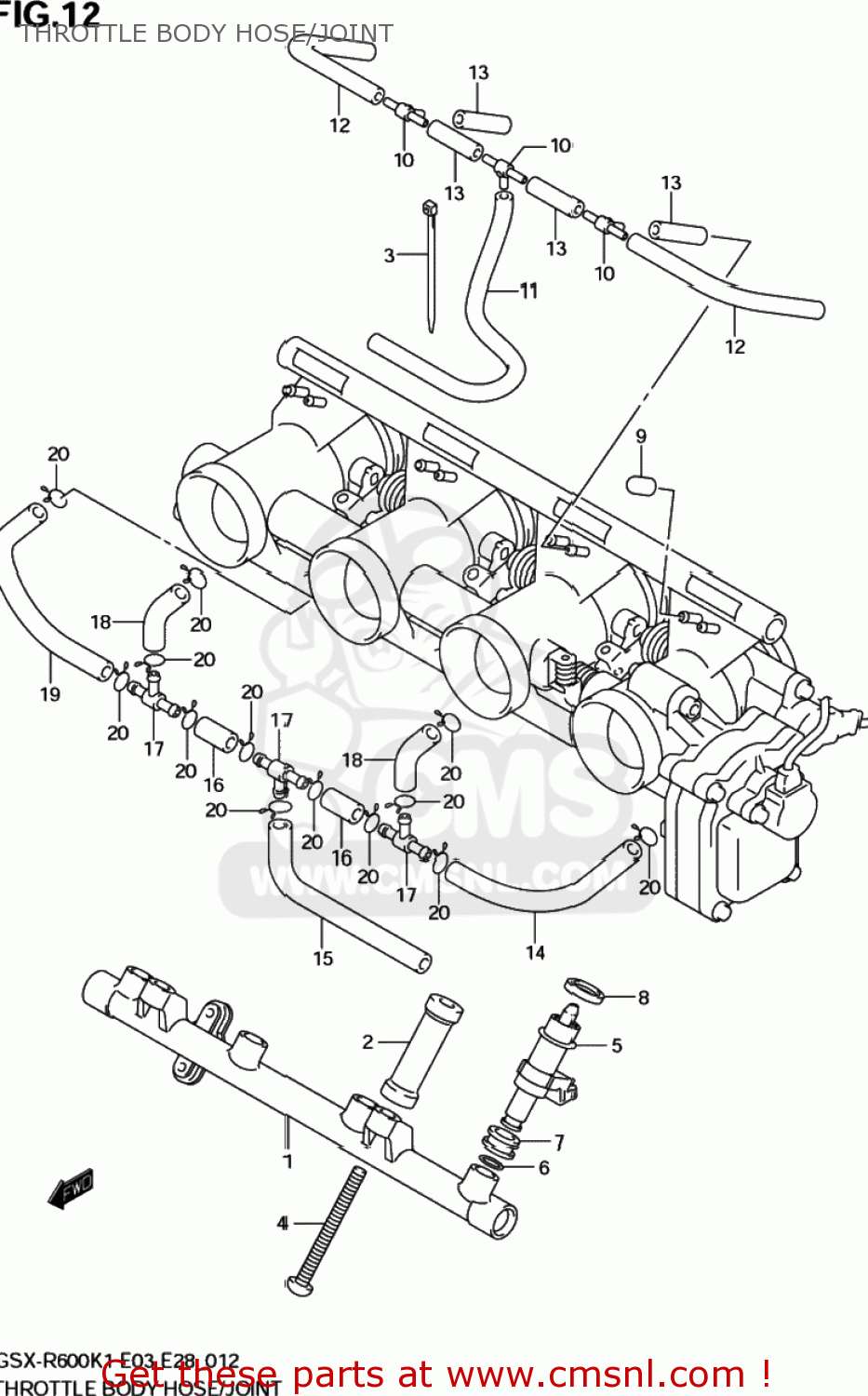 THROTTLE BODY HOSE/JOINT GSXR600 2003 (K3) USA (E03)