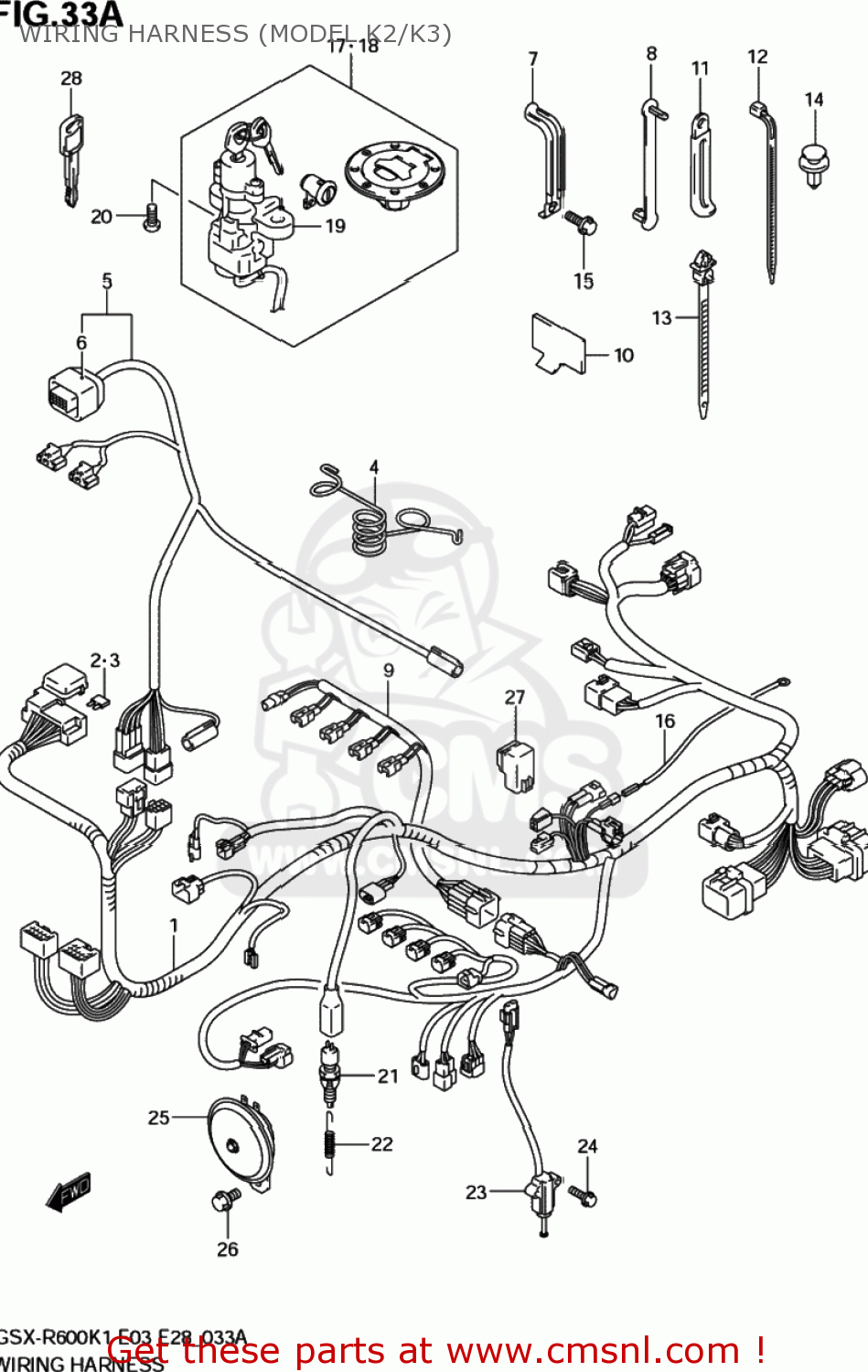 WIRING HARNESS (MODEL K2/K3) GSXR600 2003 (K3) USA (E03)