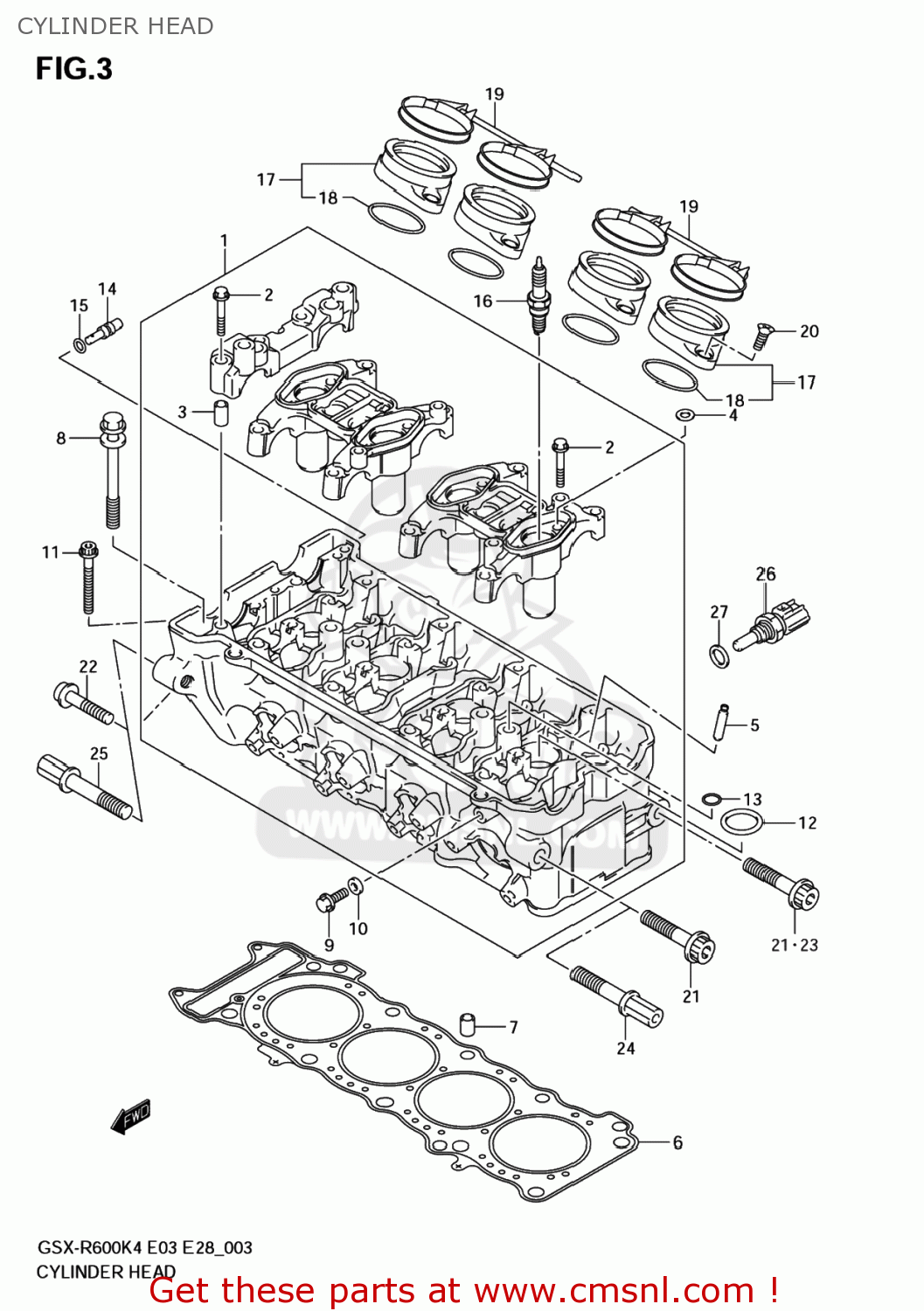 CYLINDER HEAD GSXR600 2004 (K4) USA (E03)