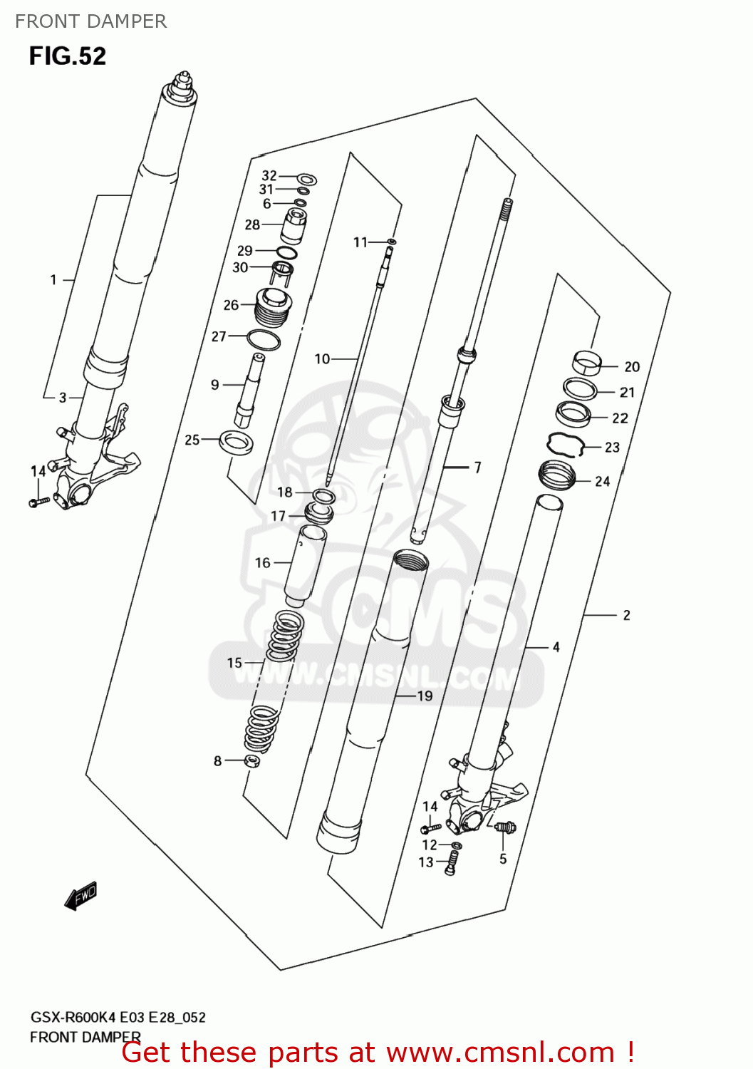 FRONT DAMPER GSXR600 2004 (K4) USA (E03)