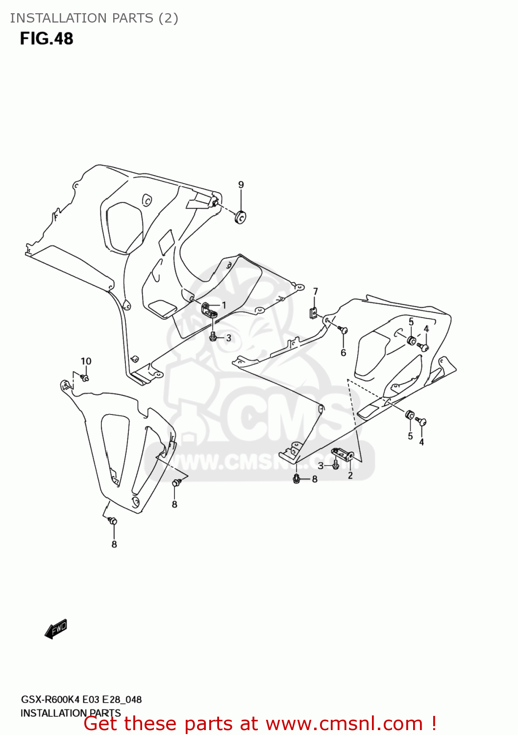 INSTALLATION PARTS (2) GSXR600 2004 (K4) USA (E03)