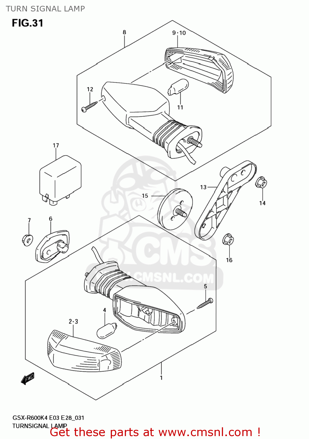 TURN SIGNAL LAMP GSXR600 2004 (K4) USA (E03)