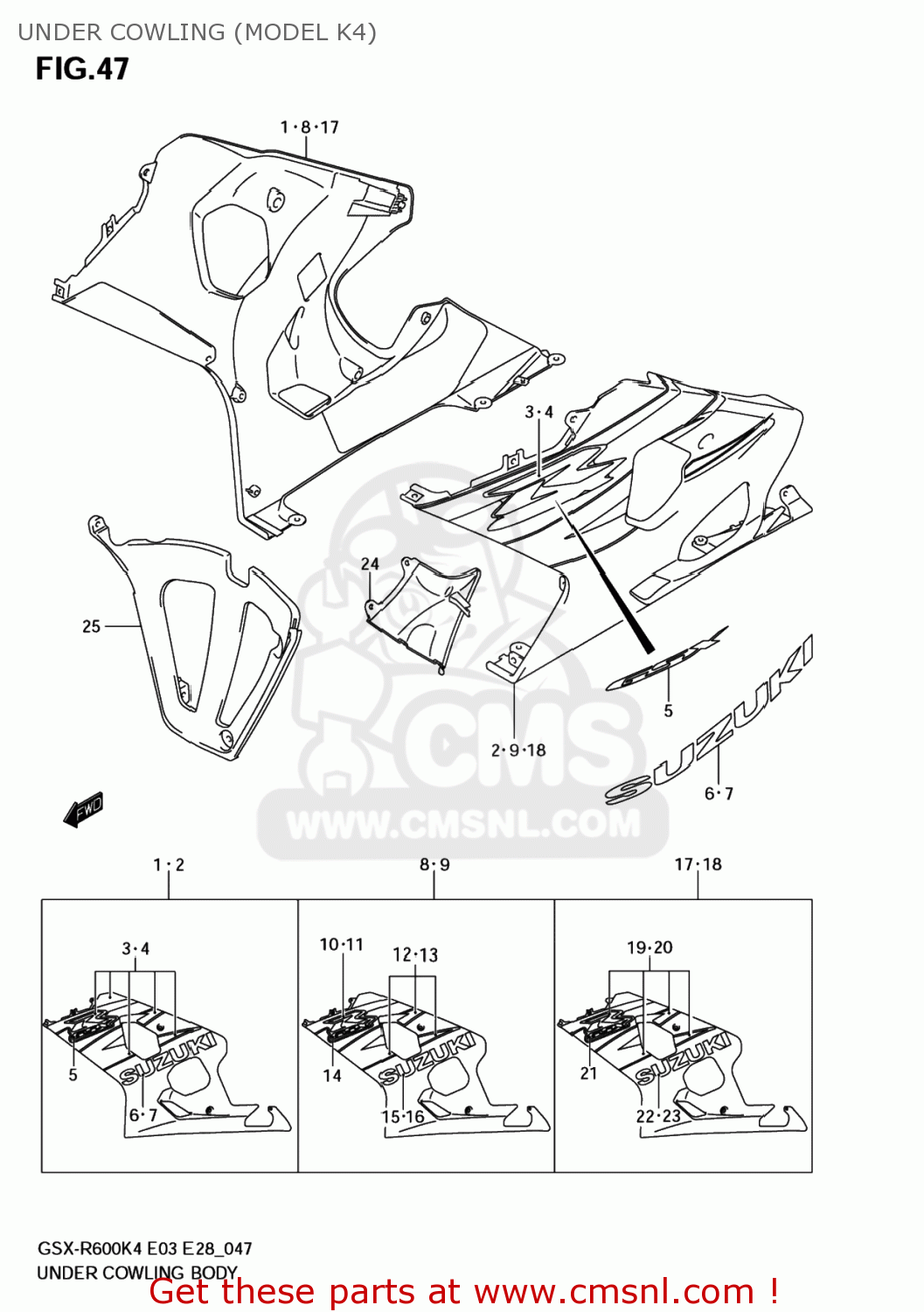UNDER COWLING (MODEL K4) GSXR600 2004 (K4) USA (E03)