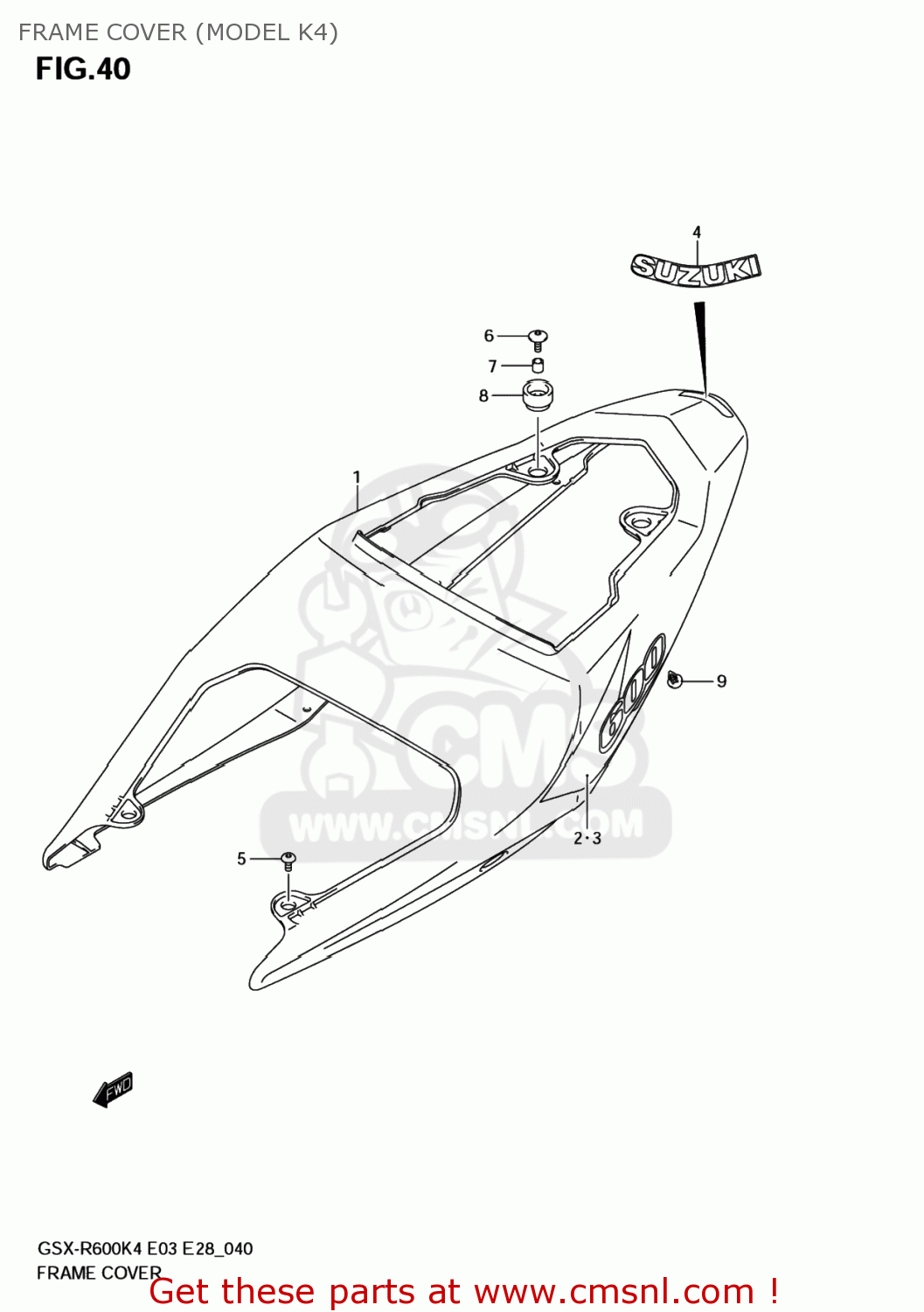 FRAME COVER (MODEL K4) GSXR600 2005 (K5) USA (E03)