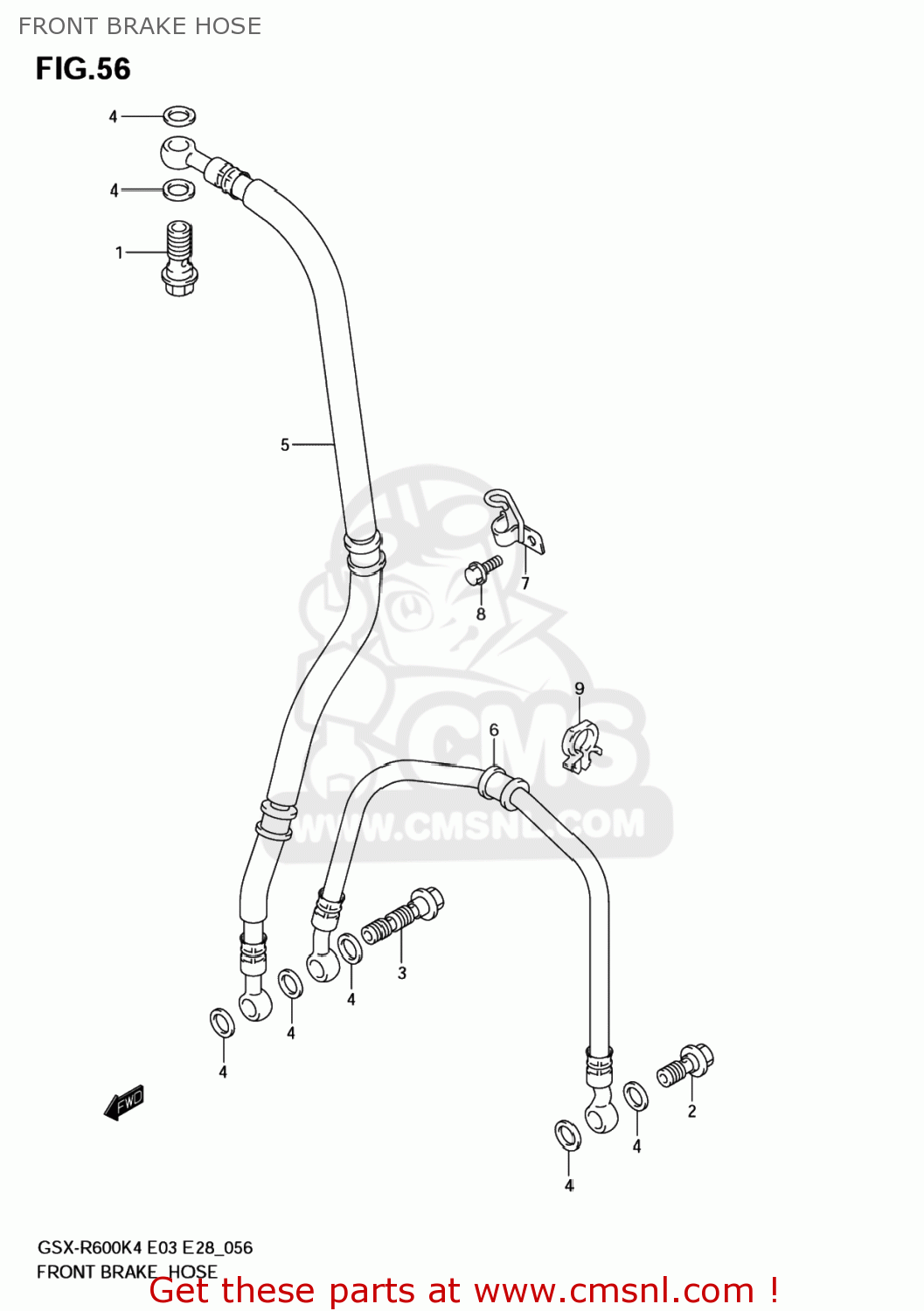 FRONT BRAKE HOSE GSXR600 2005 (K5) USA (E03)