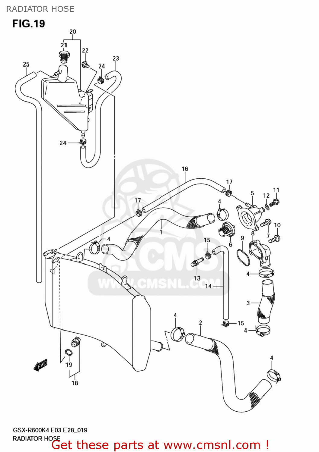 RADIATOR HOSE GSXR600 2005 (K5) USA (E03)