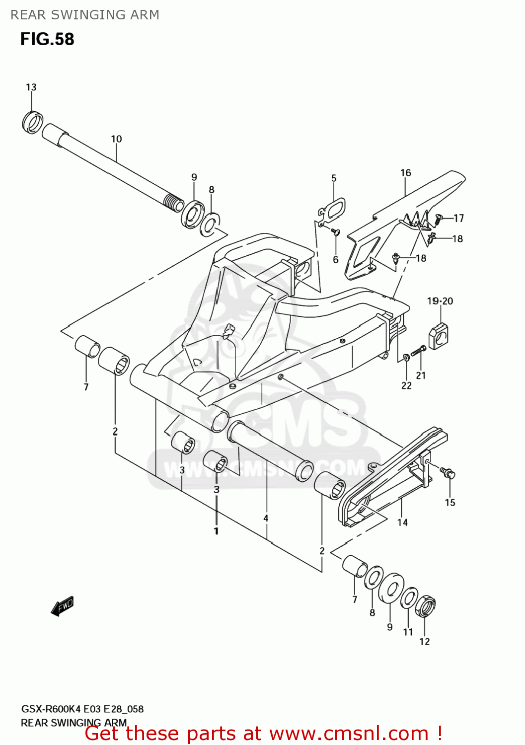 REAR SWINGING ARM GSXR600 2005 (K5) USA (E03)
