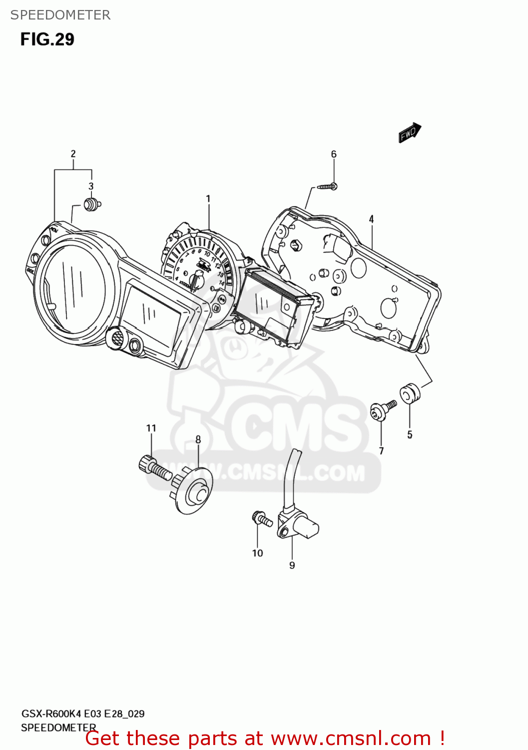 SPEEDOMETER GSXR600 2005 (K5) USA (E03)