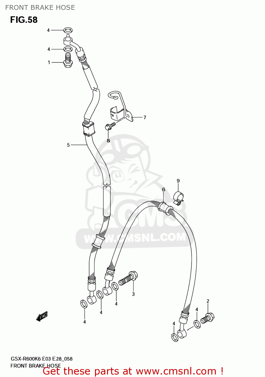 FRONT BRAKE HOSE GSXR600 2006 (K6) USA (E03)