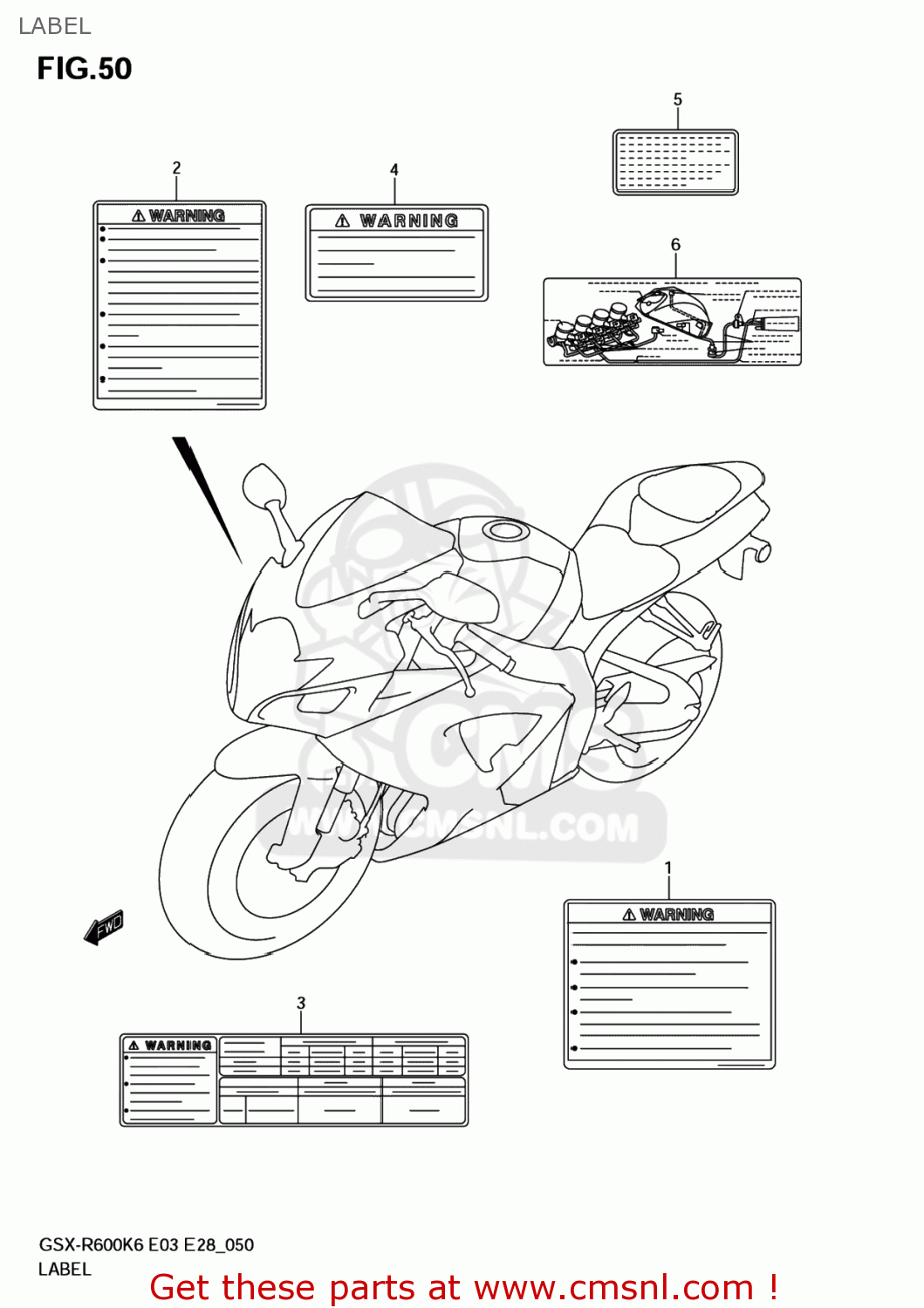 LABEL GSXR600 2006 (K6) USA (E03)