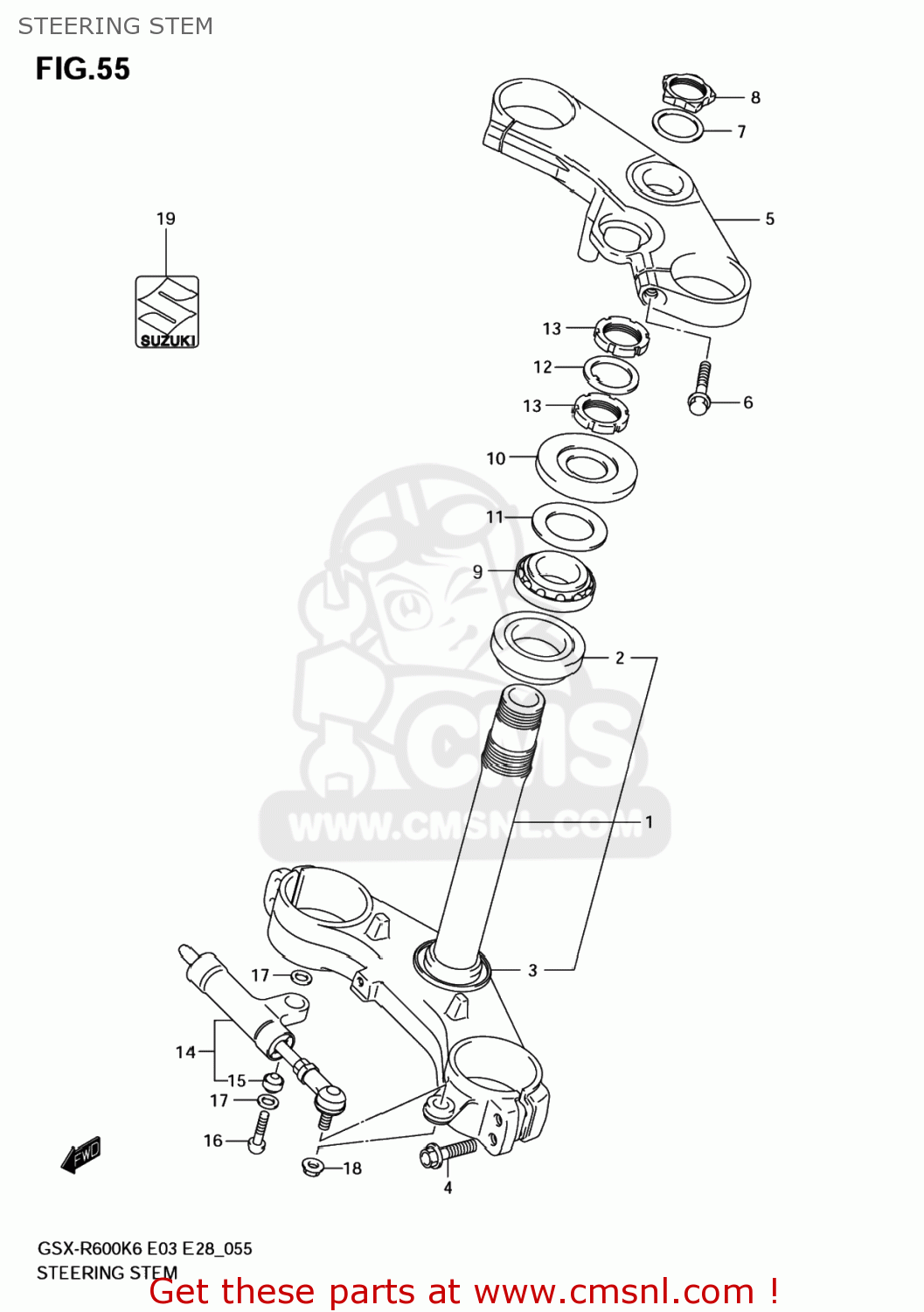 STEERING STEM GSXR600 2006 (K6) USA (E03)