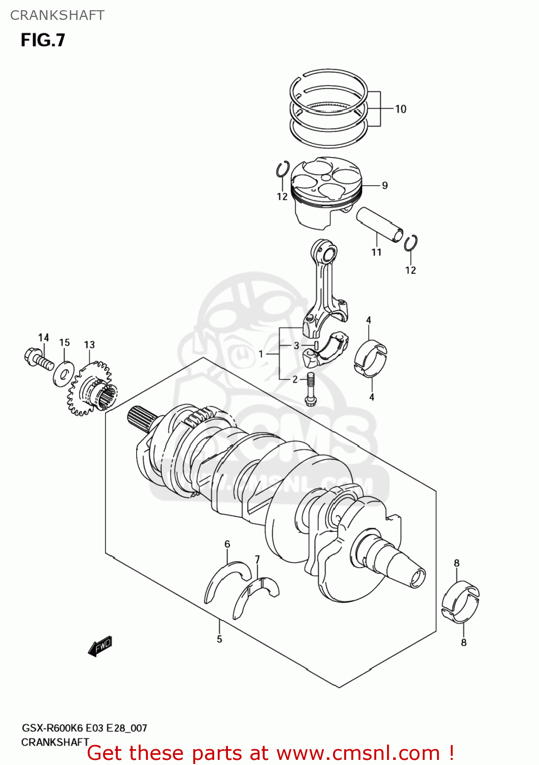 CRANKSHAFT GSXR600 2007 (K7) USA (E03)