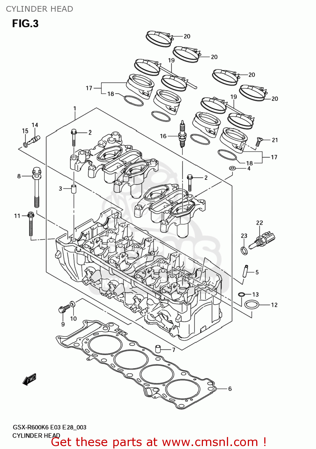CYLINDER HEAD GSXR600 2007 (K7) USA (E03)