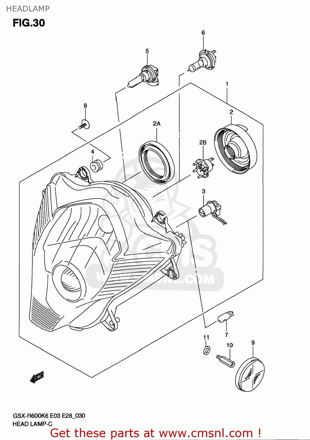 HEADLAMP GSXR600 2007 (K7) USA (E03)