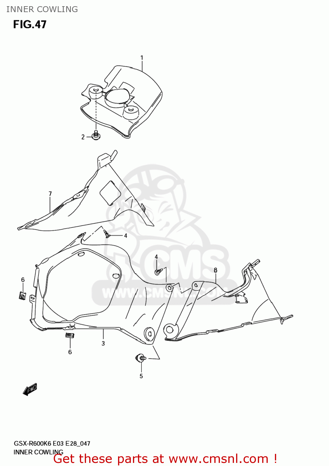 INNER COWLING GSXR600 2007 (K7) USA (E03)