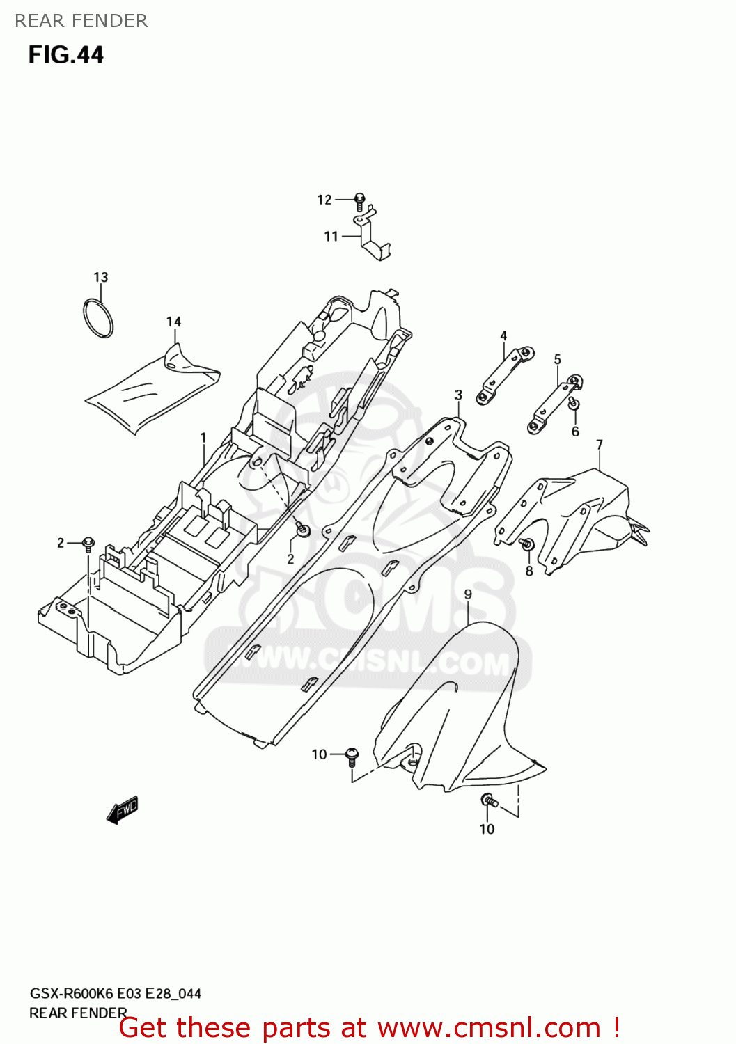 REAR FENDER GSXR600 2007 (K7) USA (E03)