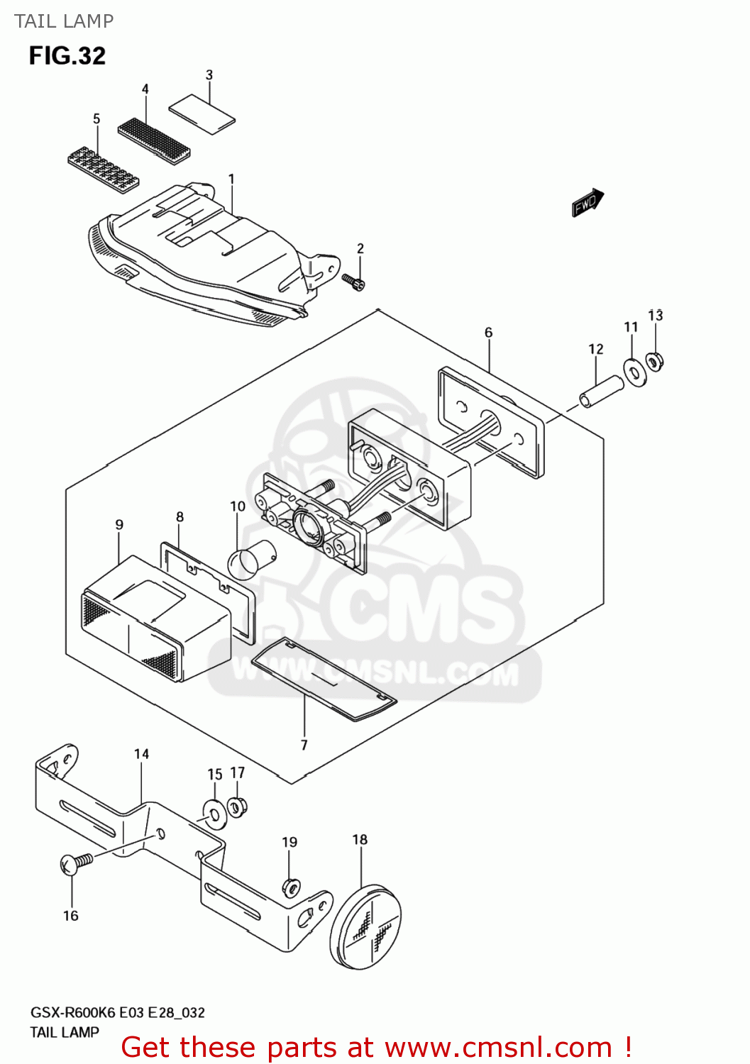 TAIL LAMP GSXR600 2007 (K7) USA (E03)