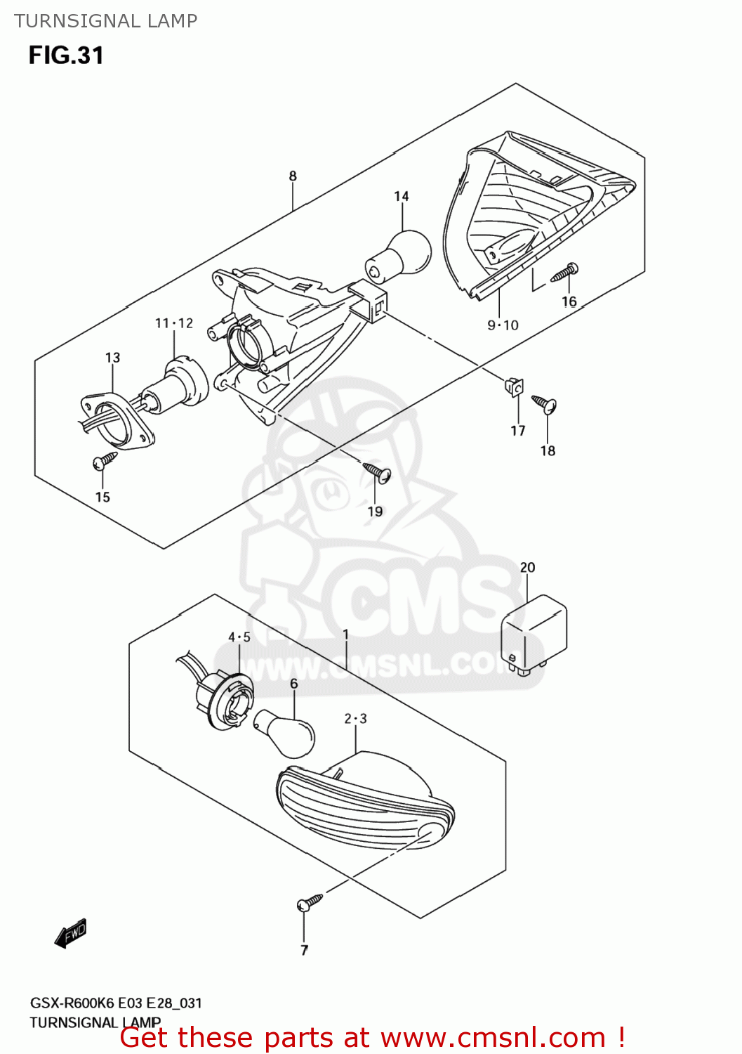 TURNSIGNAL LAMP GSXR600 2007 (K7) USA (E03)
