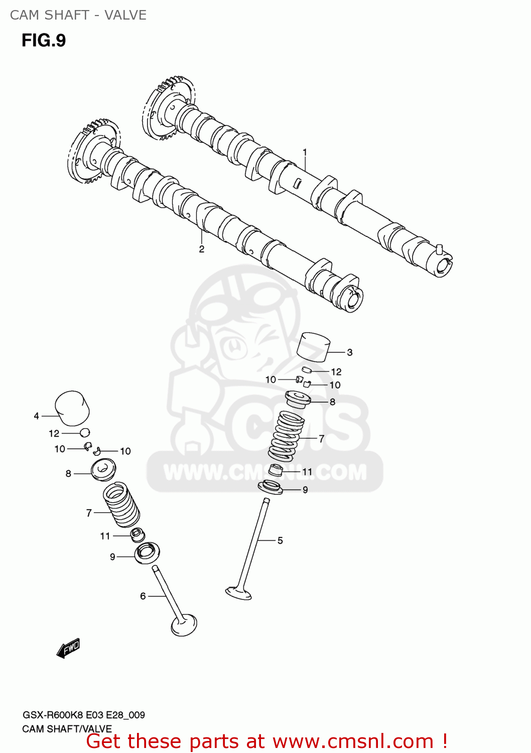 CAM SHAFT - VALVE GSXR600 2008 (K8) USA (E03)