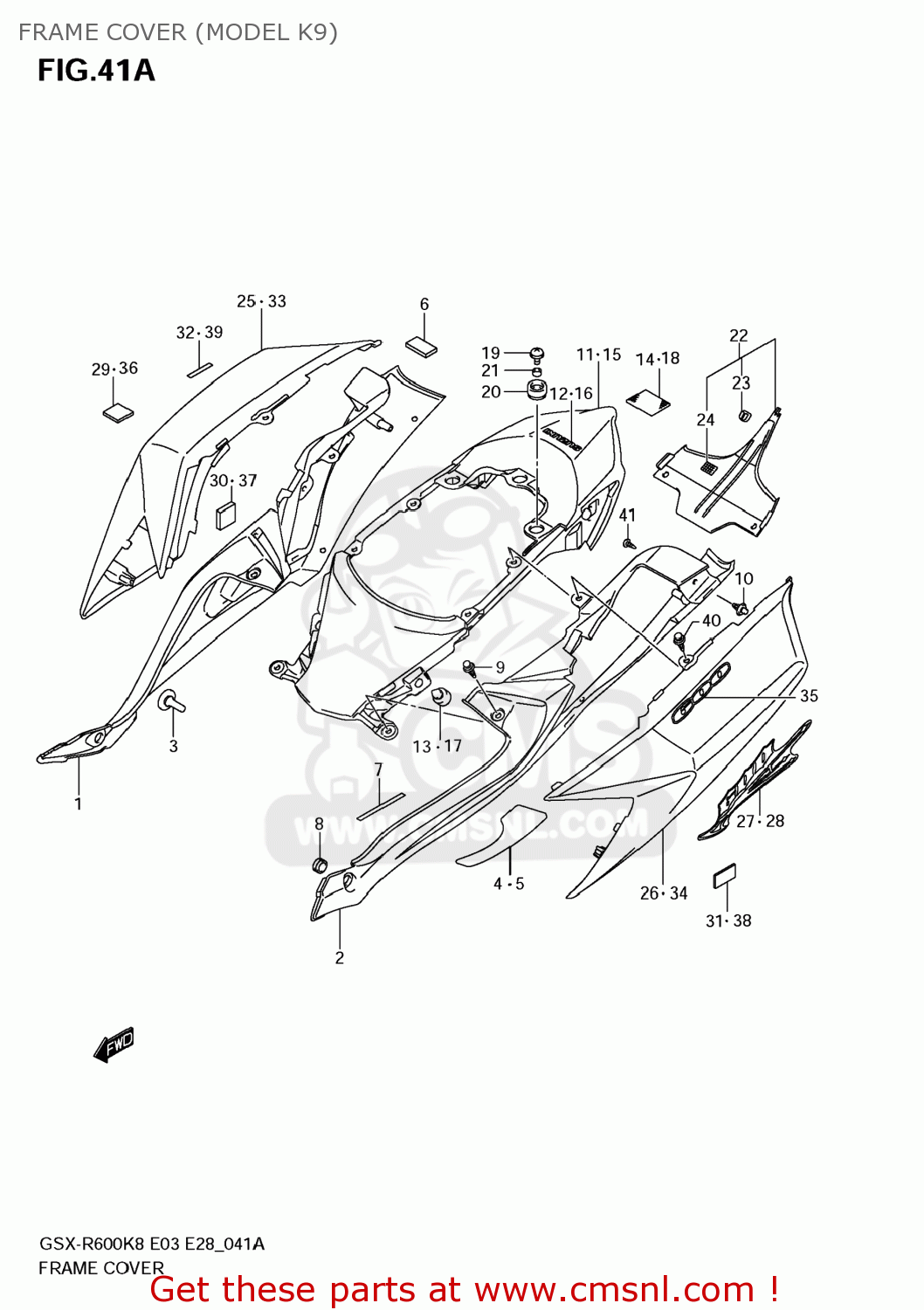 FRAME COVER (MODEL K9) GSXR600 2008 (K8) USA (E03)