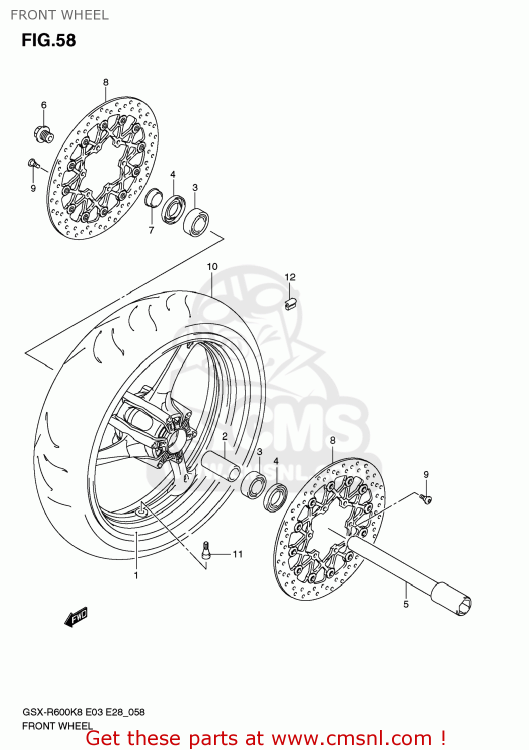 FRONT WHEEL GSXR600 2008 (K8) USA (E03)