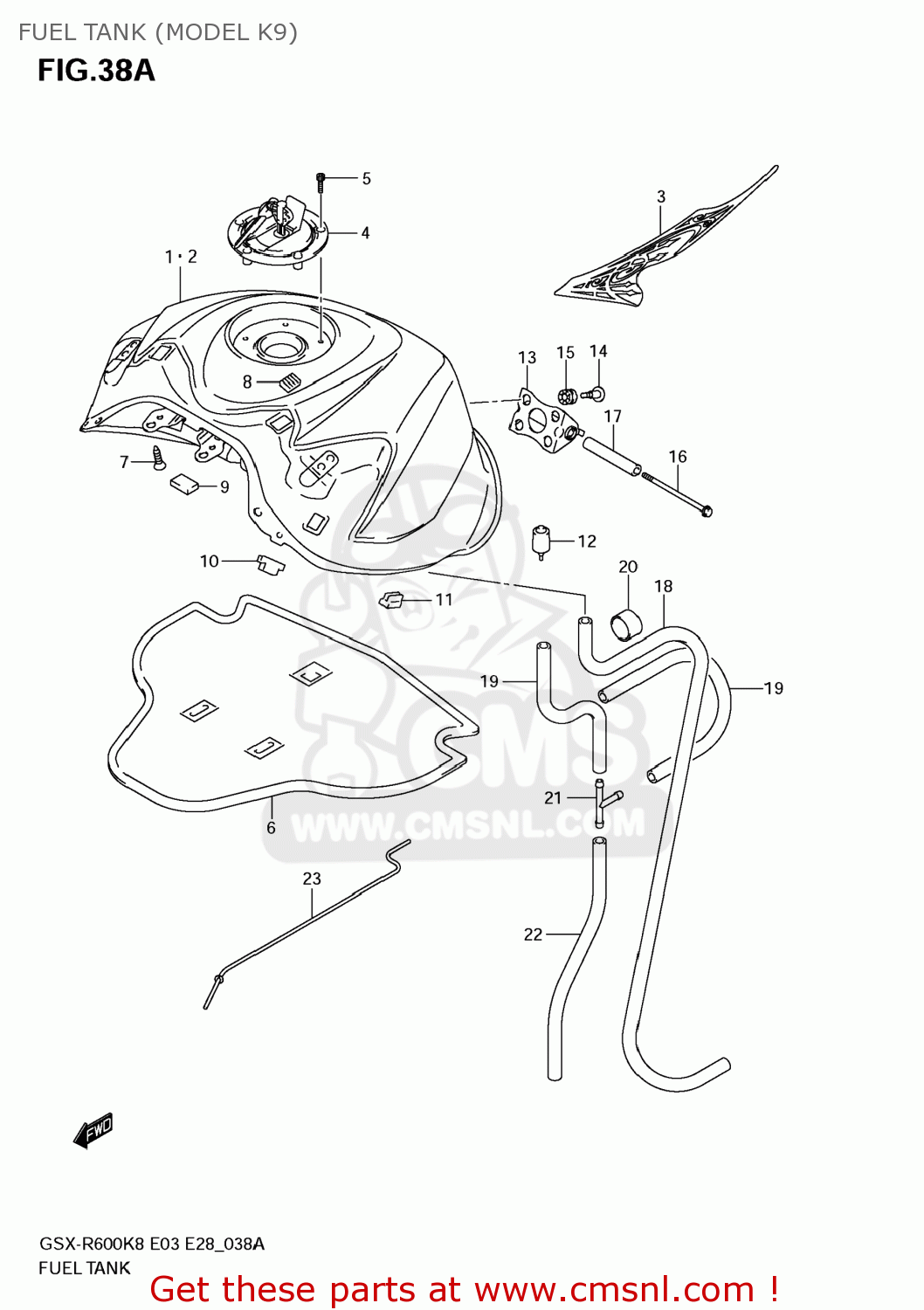 FUEL TANK (MODEL K9) GSXR600 2008 (K8) USA (E03)