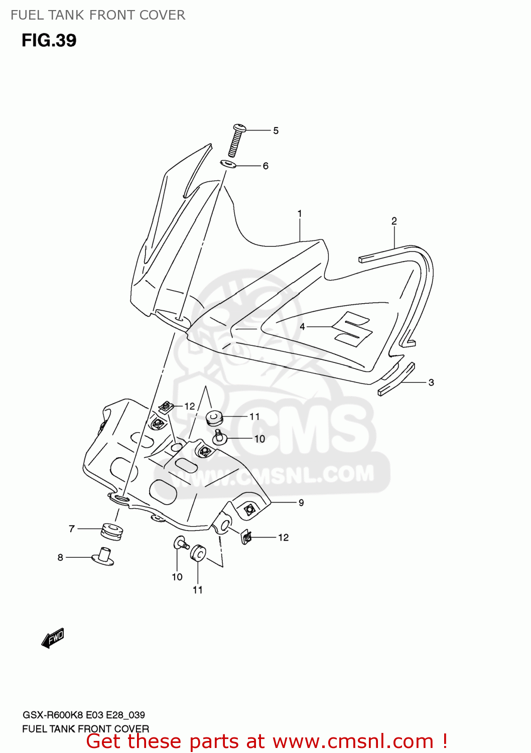 FUEL TANK FRONT COVER GSXR600 2008 (K8) USA (E03)