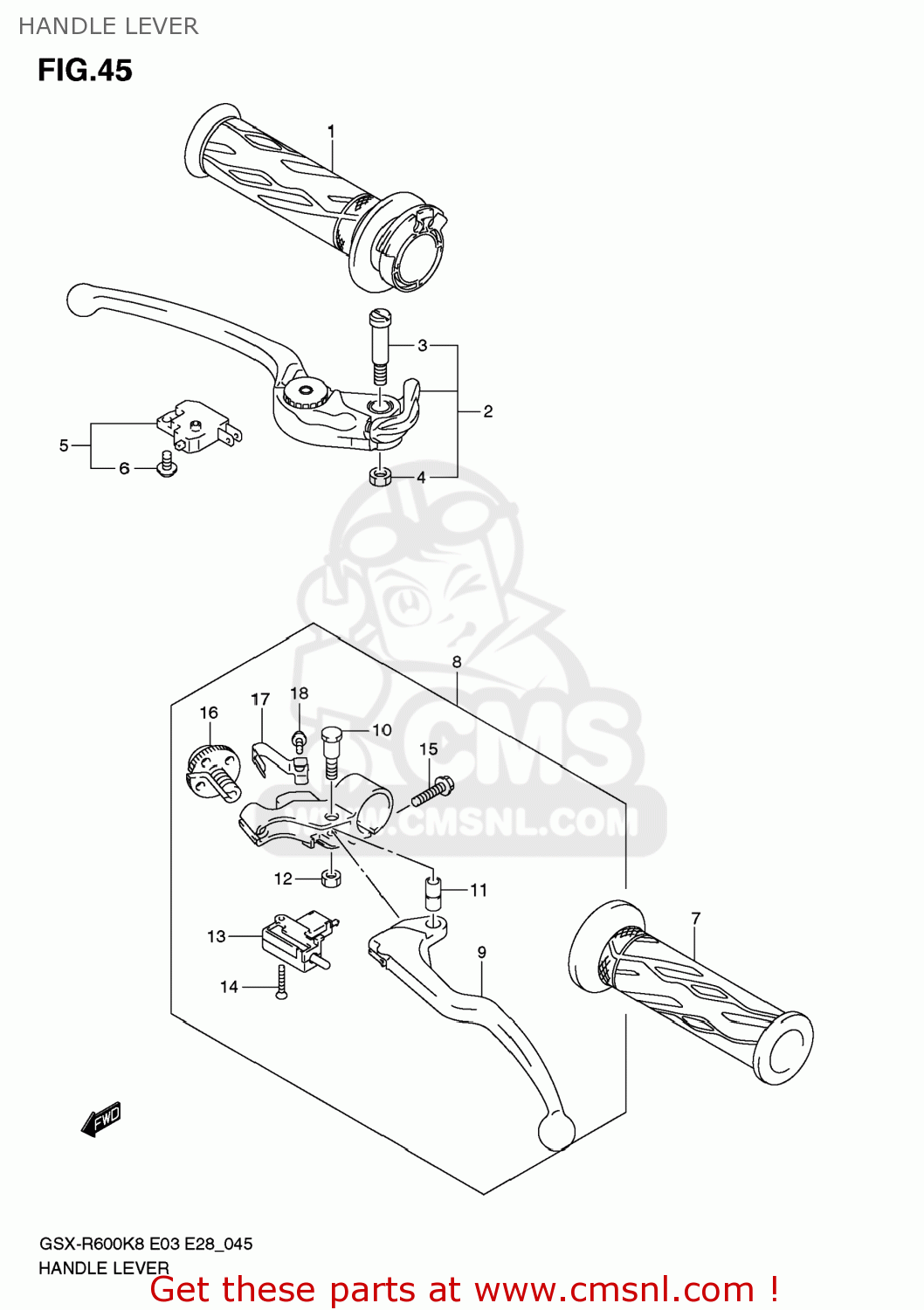 HANDLE LEVER GSXR600 2008 (K8) USA (E03)