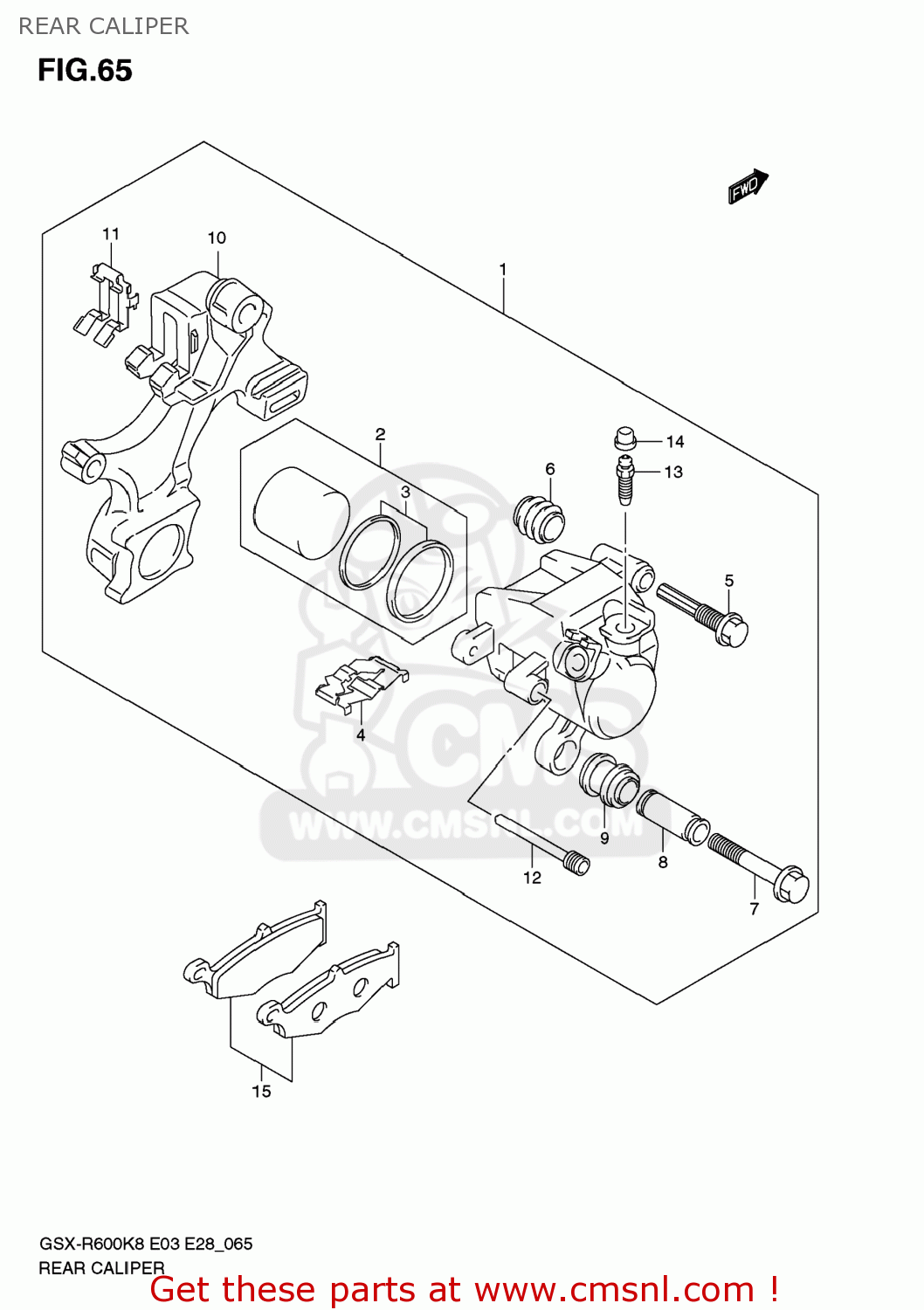REAR CALIPER GSXR600 2008 (K8) USA (E03)