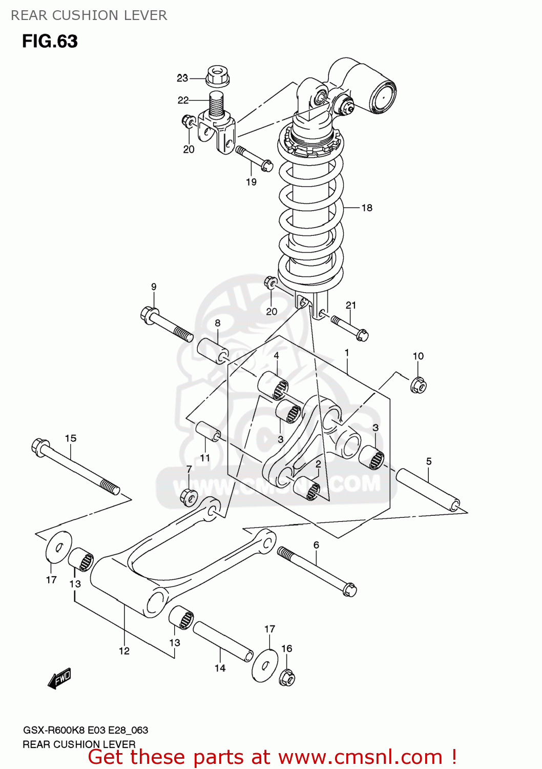 REAR CUSHION LEVER GSXR600 2008 (K8) USA (E03)