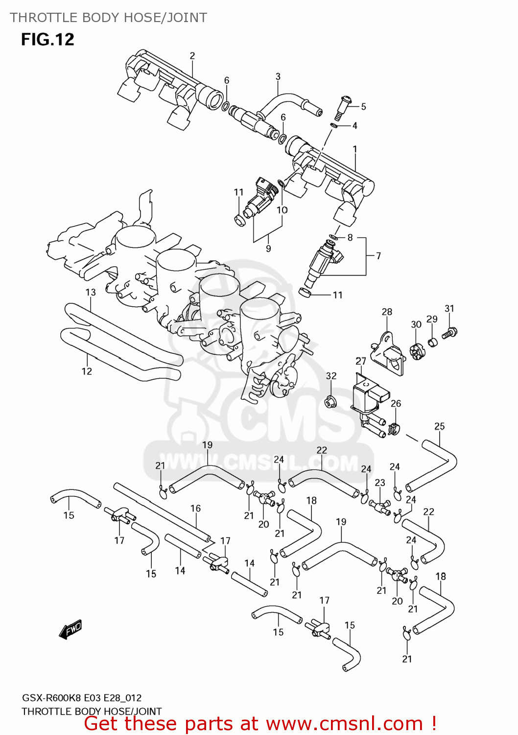 THROTTLE BODY HOSE/JOINT GSXR600 2008 (K8) USA (E03)