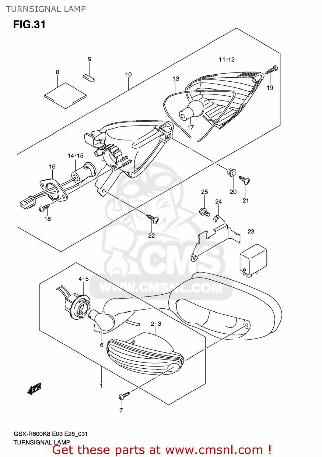 TURNSIGNAL LAMP GSXR600 2008 (K8) USA (E03)
