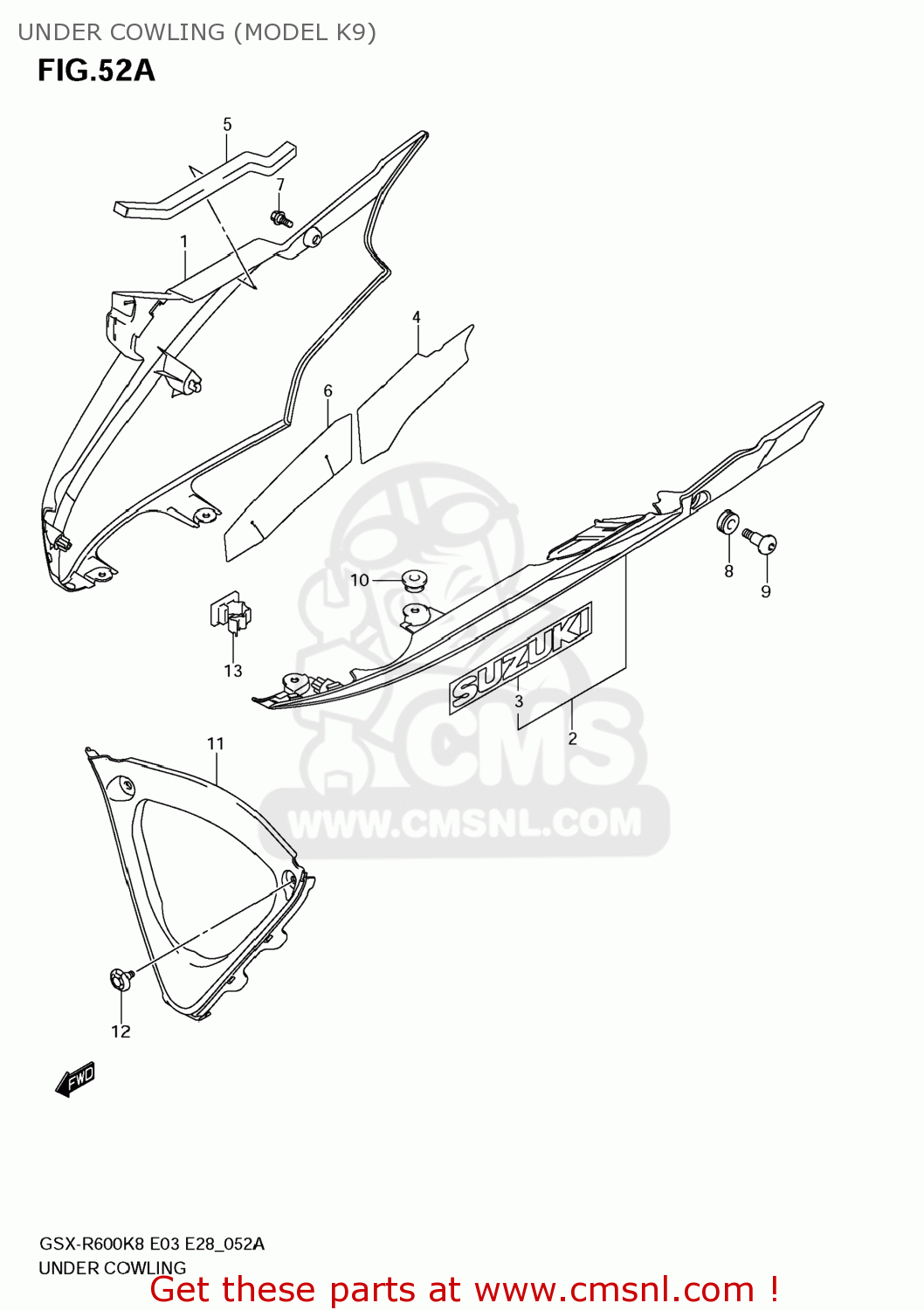 UNDER COWLING (MODEL K9) GSXR600 2008 (K8) USA (E03)