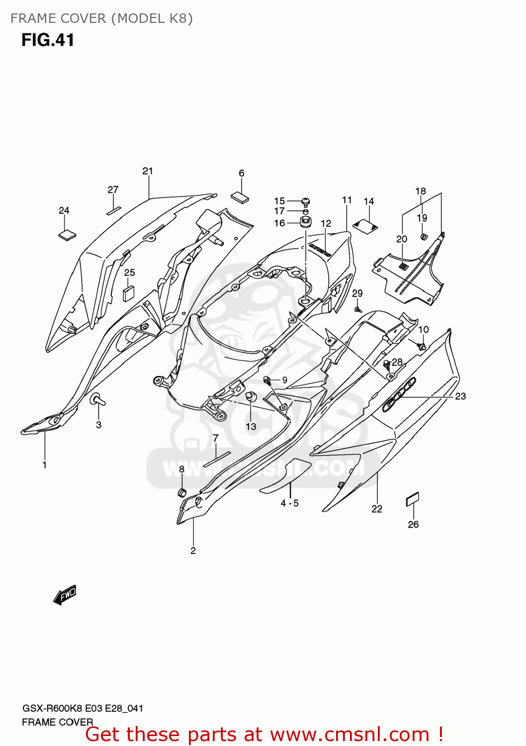 FRAME COVER (MODEL K8) GSXR600 2009 (K9) USA (E03)